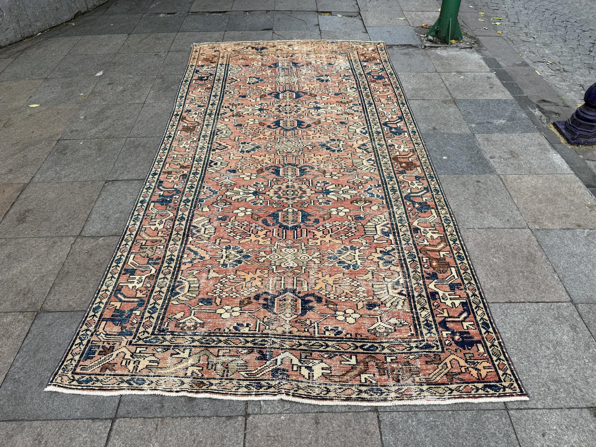 5'1"x9'8" feet Vintage Turkish Anatolian Rug,Brick Color Rug,017
