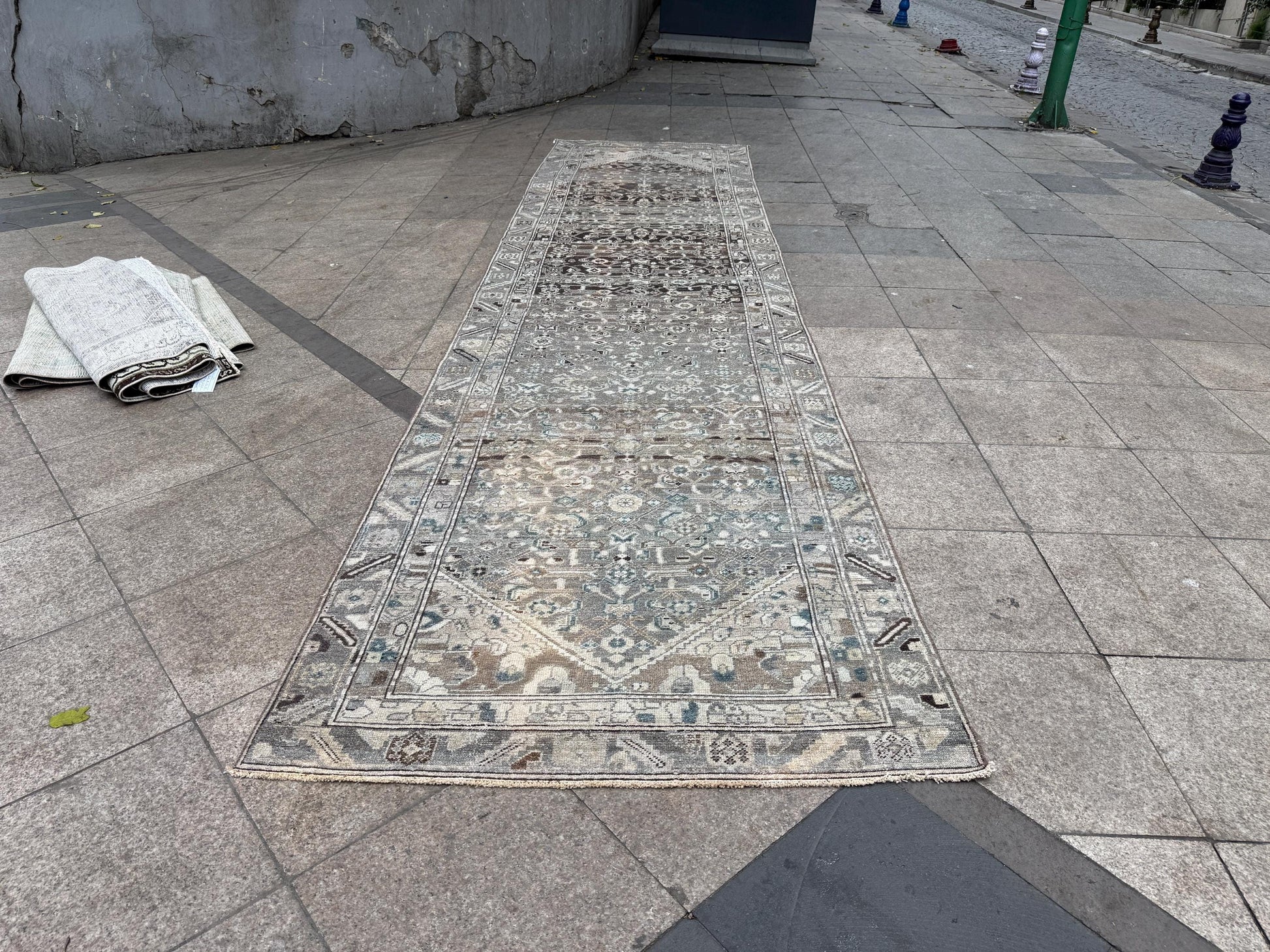 4'x15'9" feet Vintage Anatolian Wool Runner Rug,Gray Hallway Rug ,28