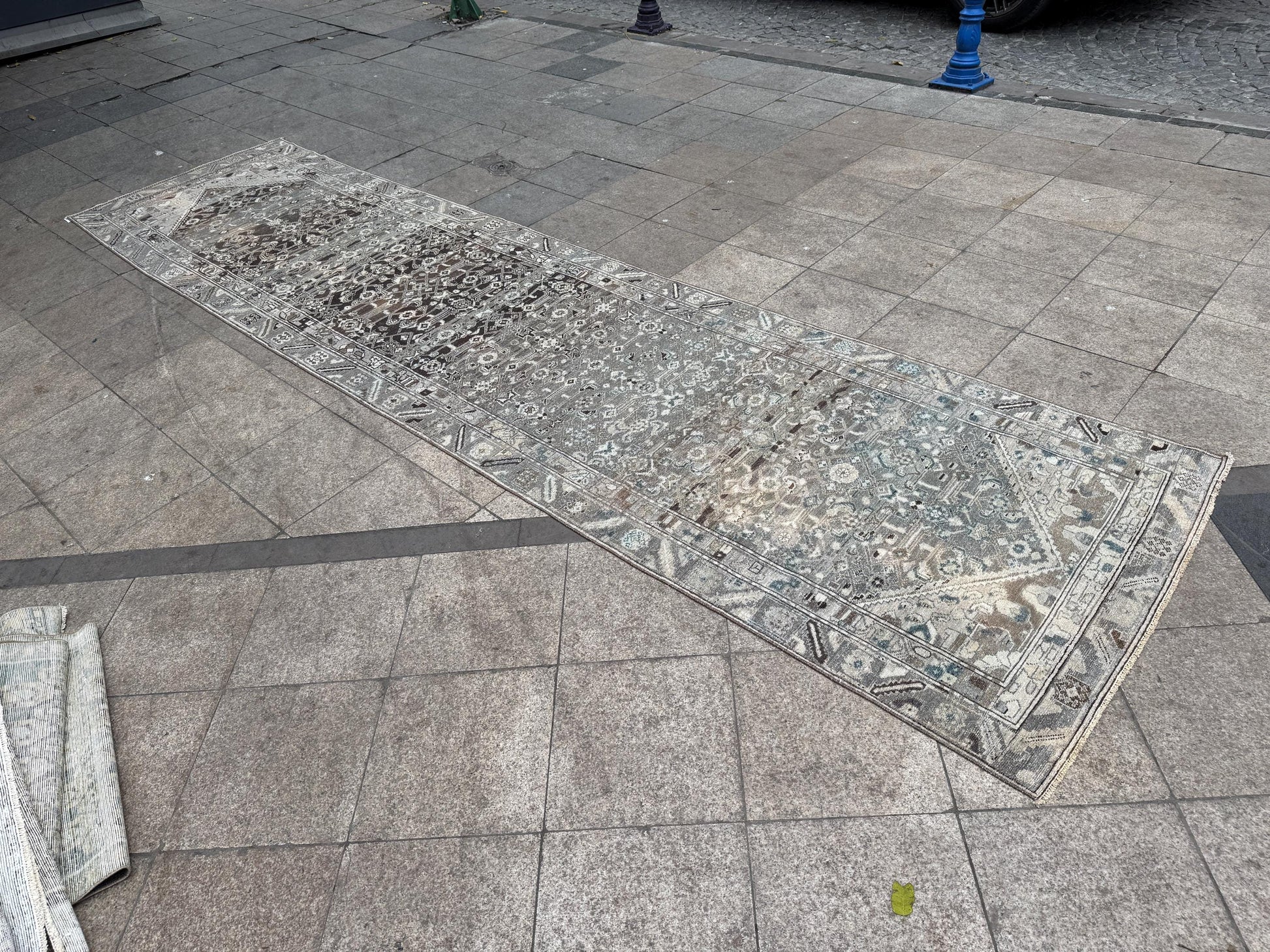 4'x15'9" feet Vintage Anatolian Wool Runner Rug,Gray Hallway Rug ,28