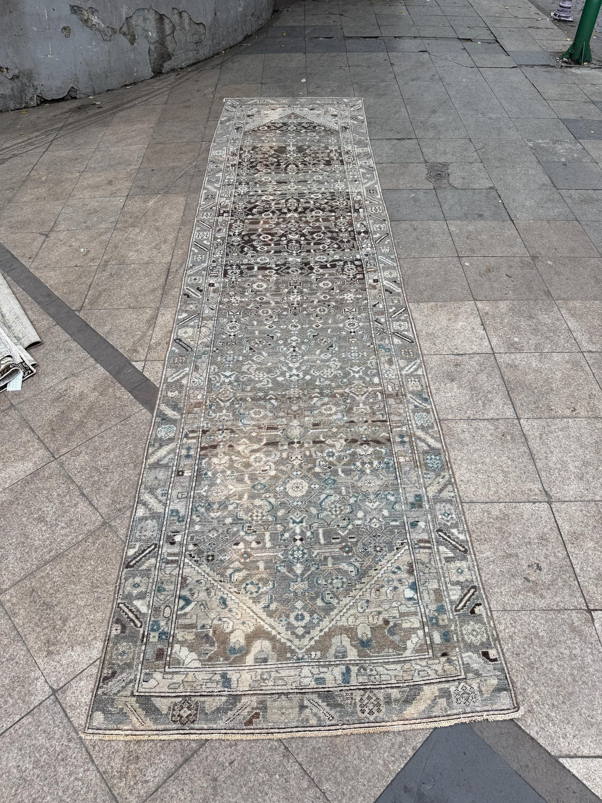 4'x15'9" feet Vintage Anatolian Wool Runner Rug,Gray Hallway Rug ,28