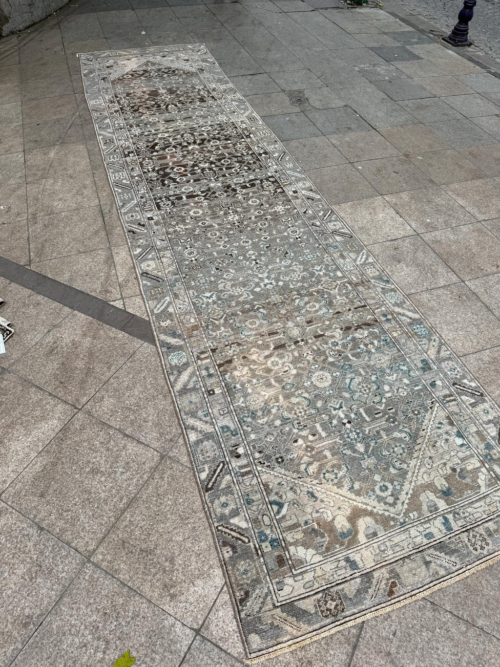 4'x15'9" feet Vintage Anatolian Wool Runner Rug,Gray Hallway Rug ,28