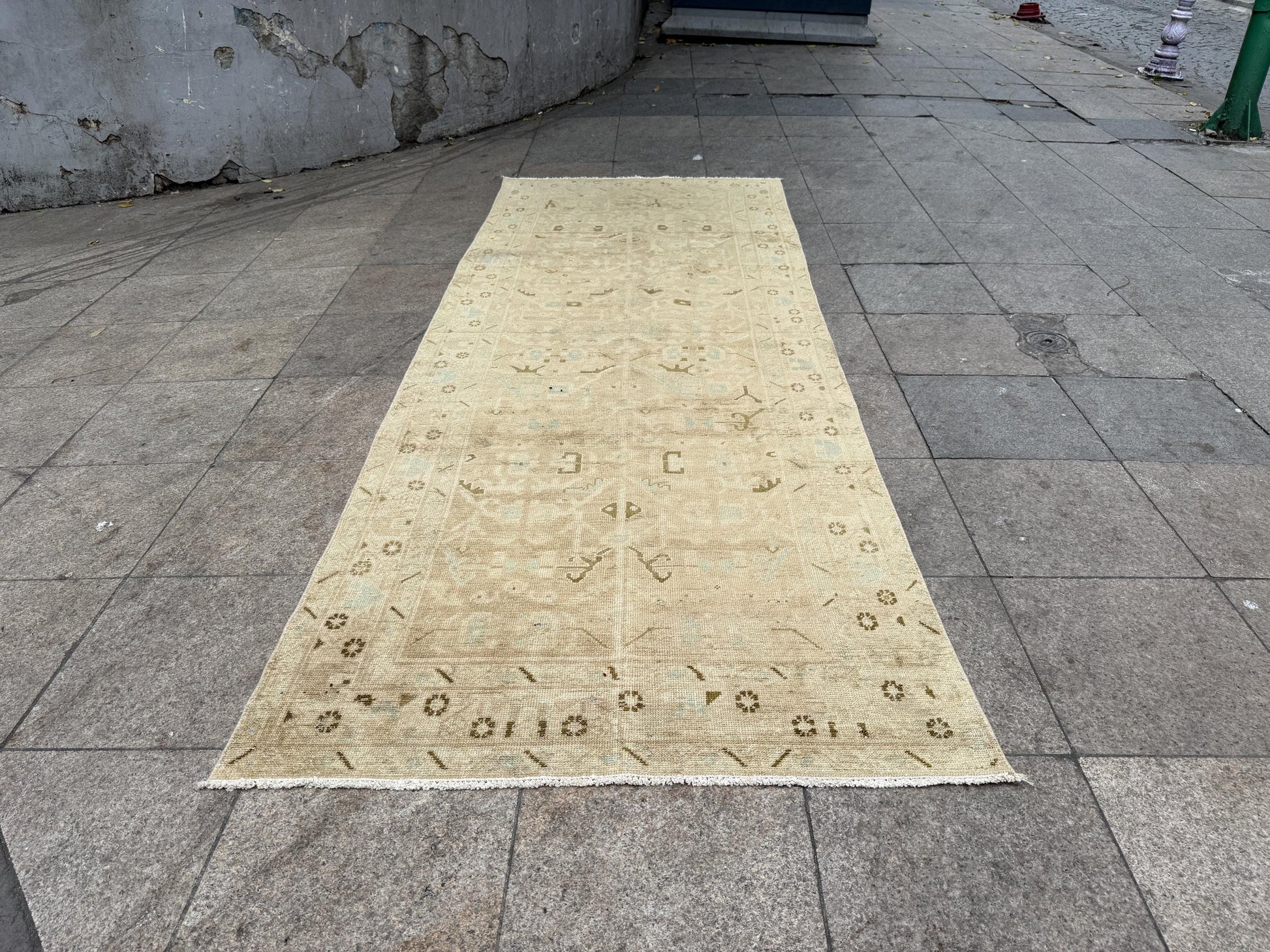 3'9"x10' feet Vintage Anatolian Wool Runner Rug,Natural Color Rug ,29