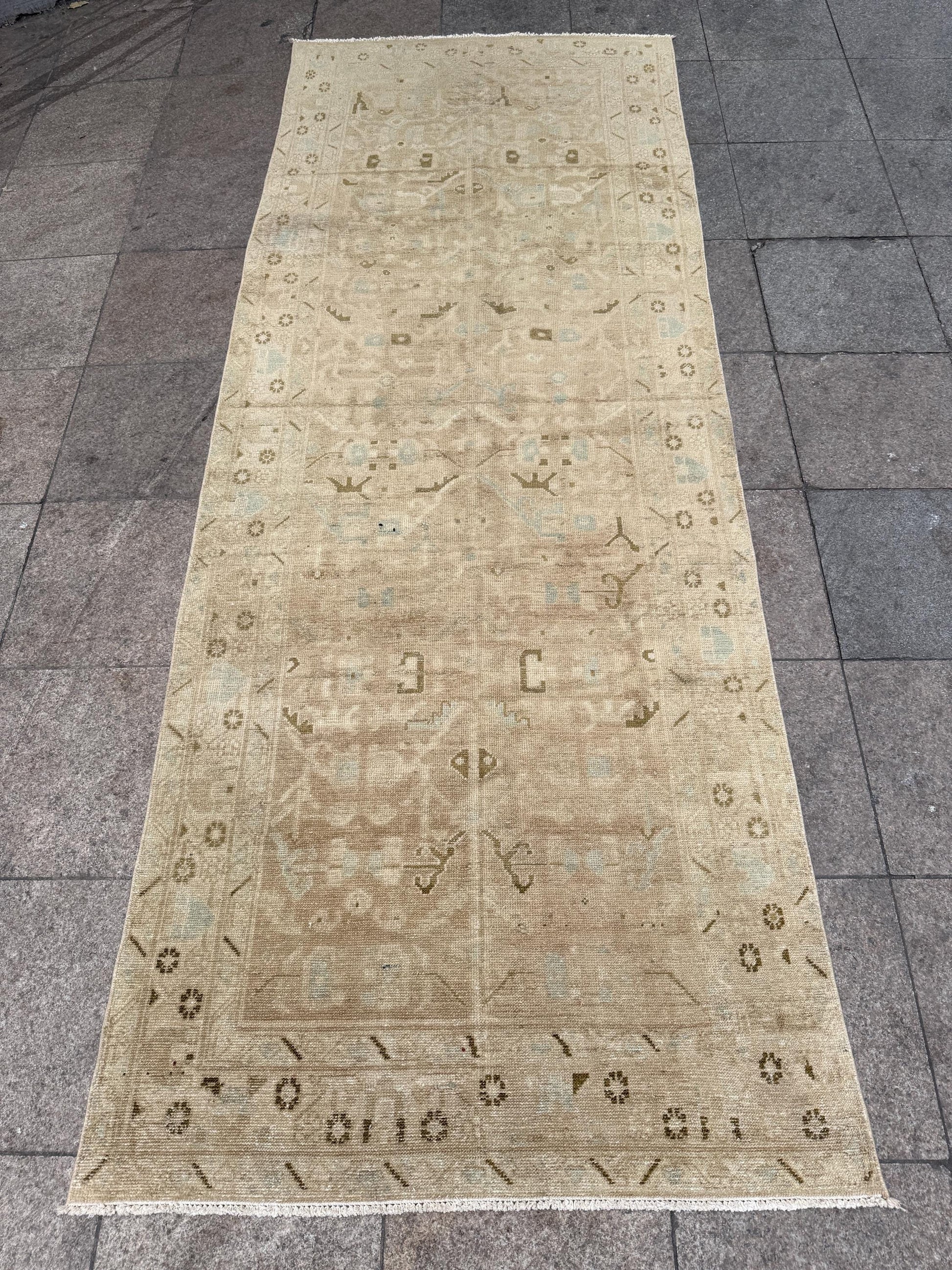 3'9"x10' feet Vintage Anatolian Wool Runner Rug,Natural Color Rug ,29