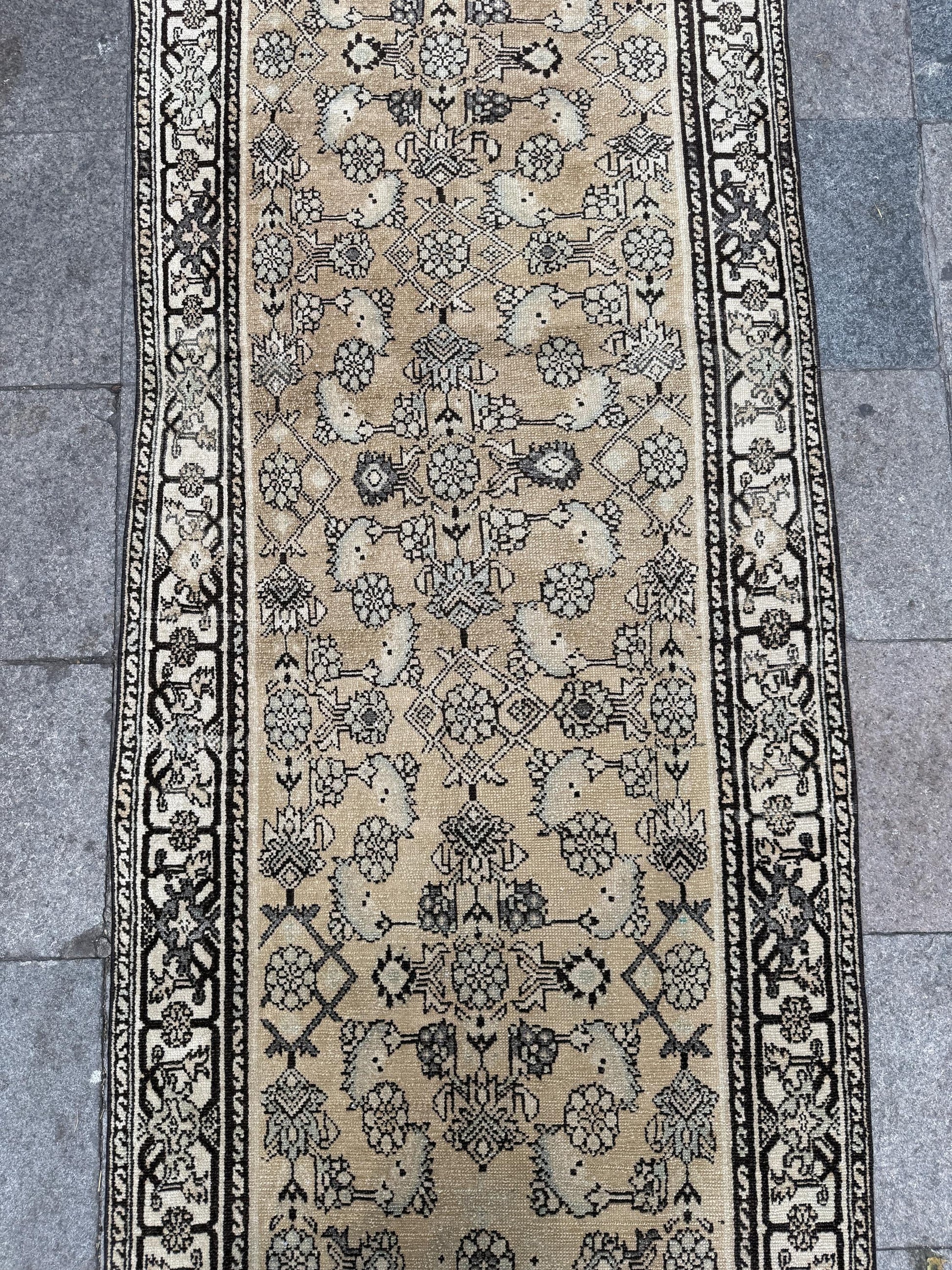 3'5"x16'5" feet Vintage Anatolian Wool Runner Rug,Beige Color Rug ,42
