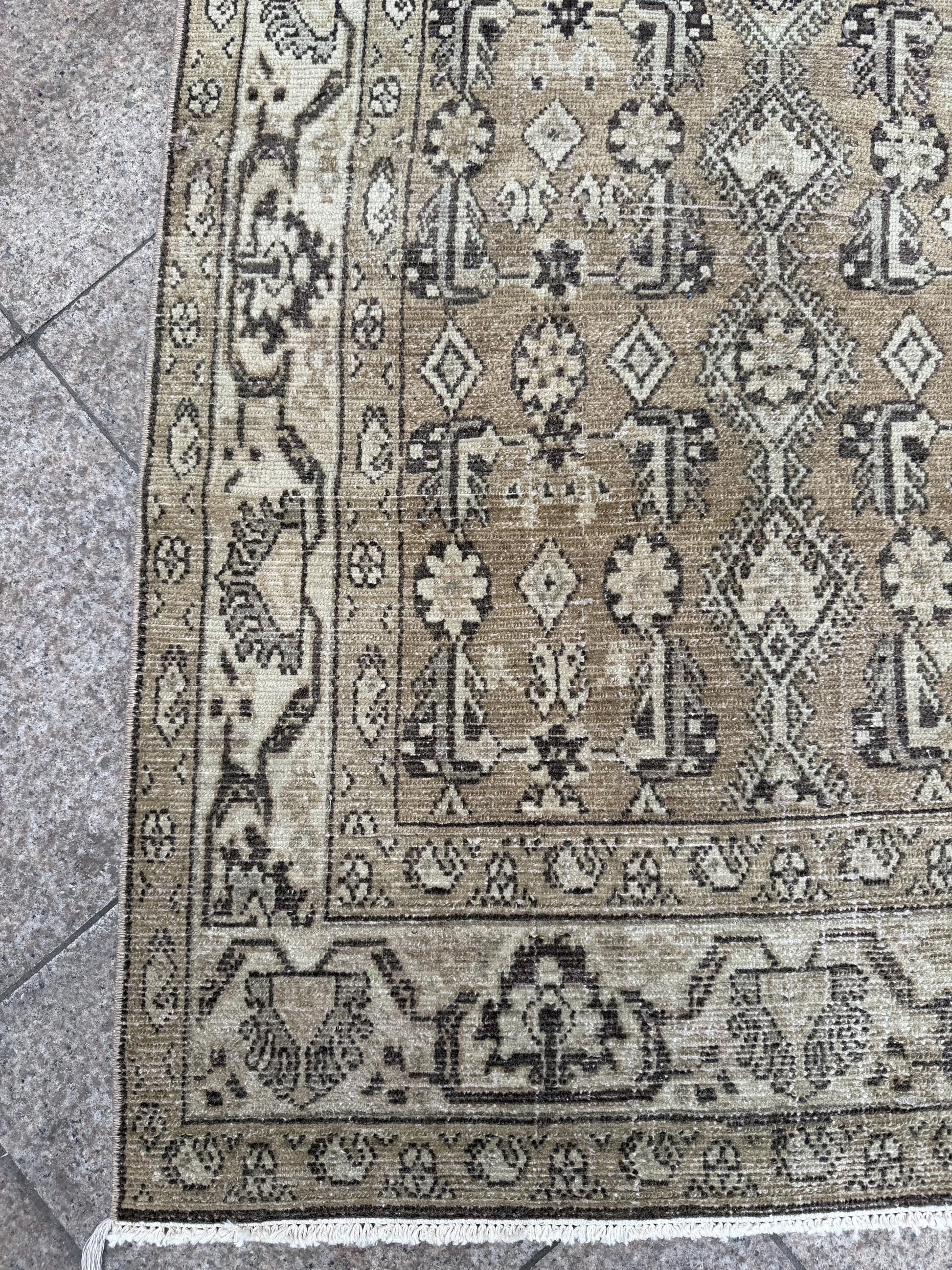 3'4"x13'1" feet Vintage Anatolian Wool Runner Rug,Natural Color Rug ,44