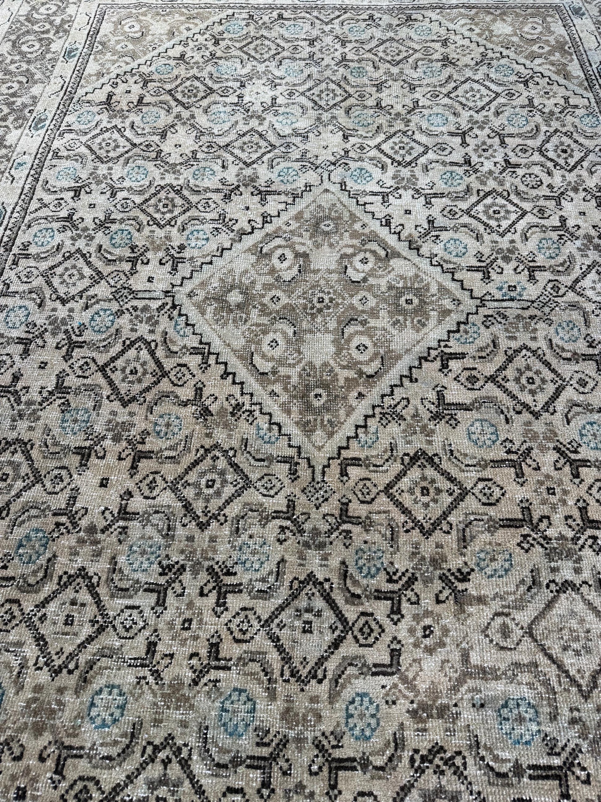 6'9"x10'1" feet Vintage Turkish Anatolian Rug,Beige Color Rug,48