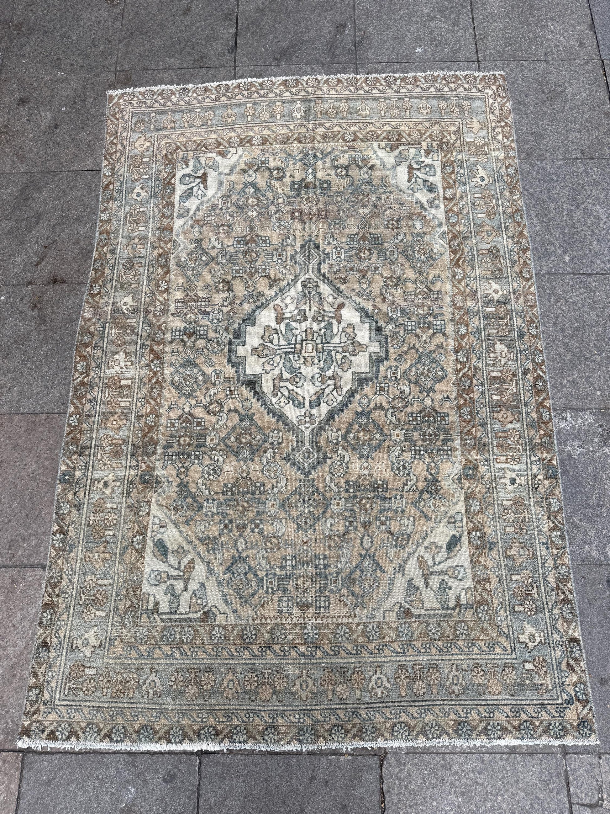 4'3"x6'4" feet  Vintage Turkish Anatolian Rug,Beige Color Rug,64