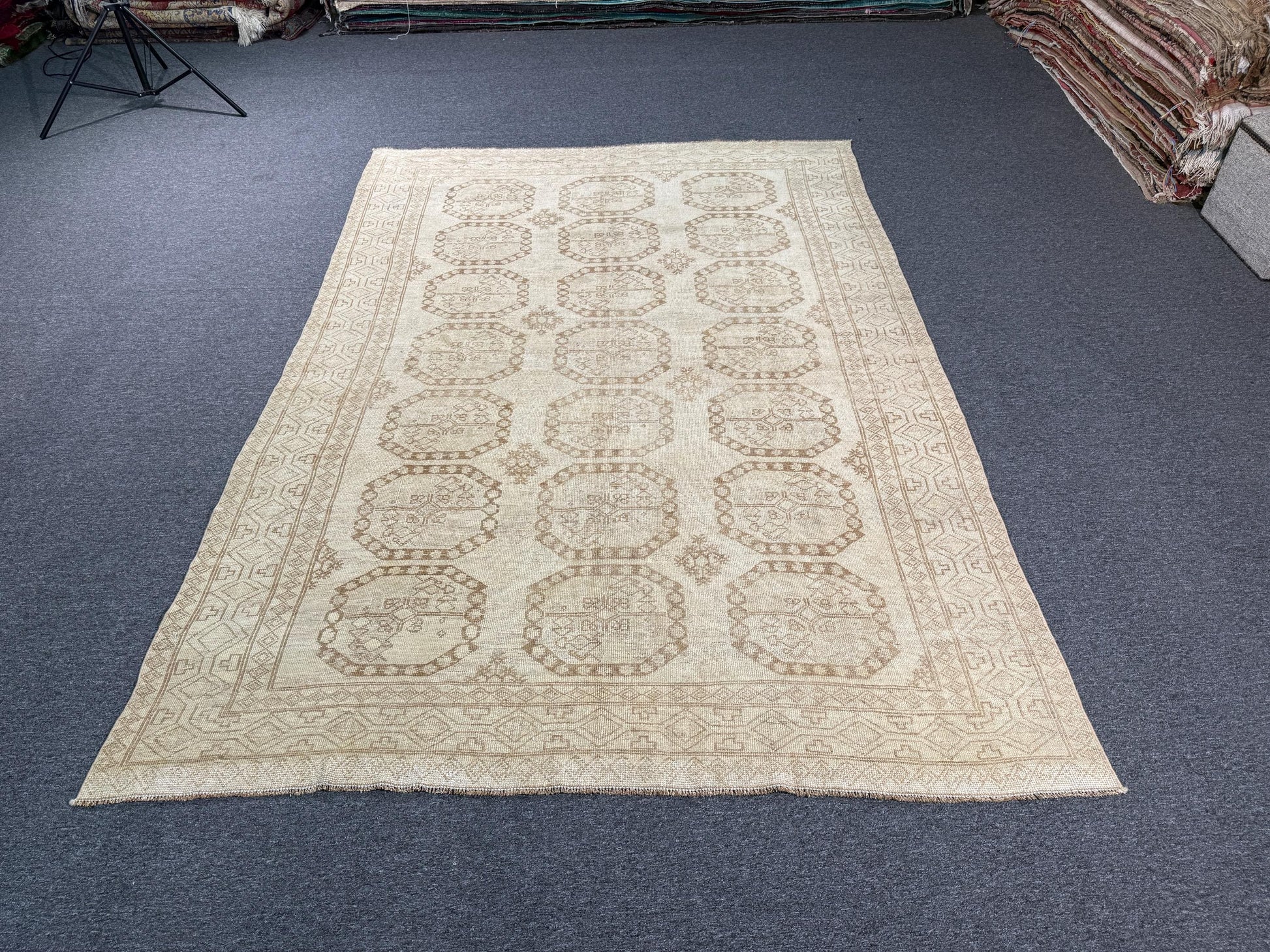 6'7"x9'6" feet Vintage Turkish Anatolian Rug,Beige Rug,881