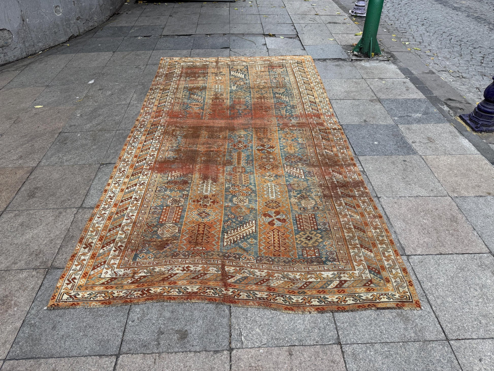 5'1"x9'2" feet Vintage Turkish Anatolian Rug,Brick Color Floral Rug,7026