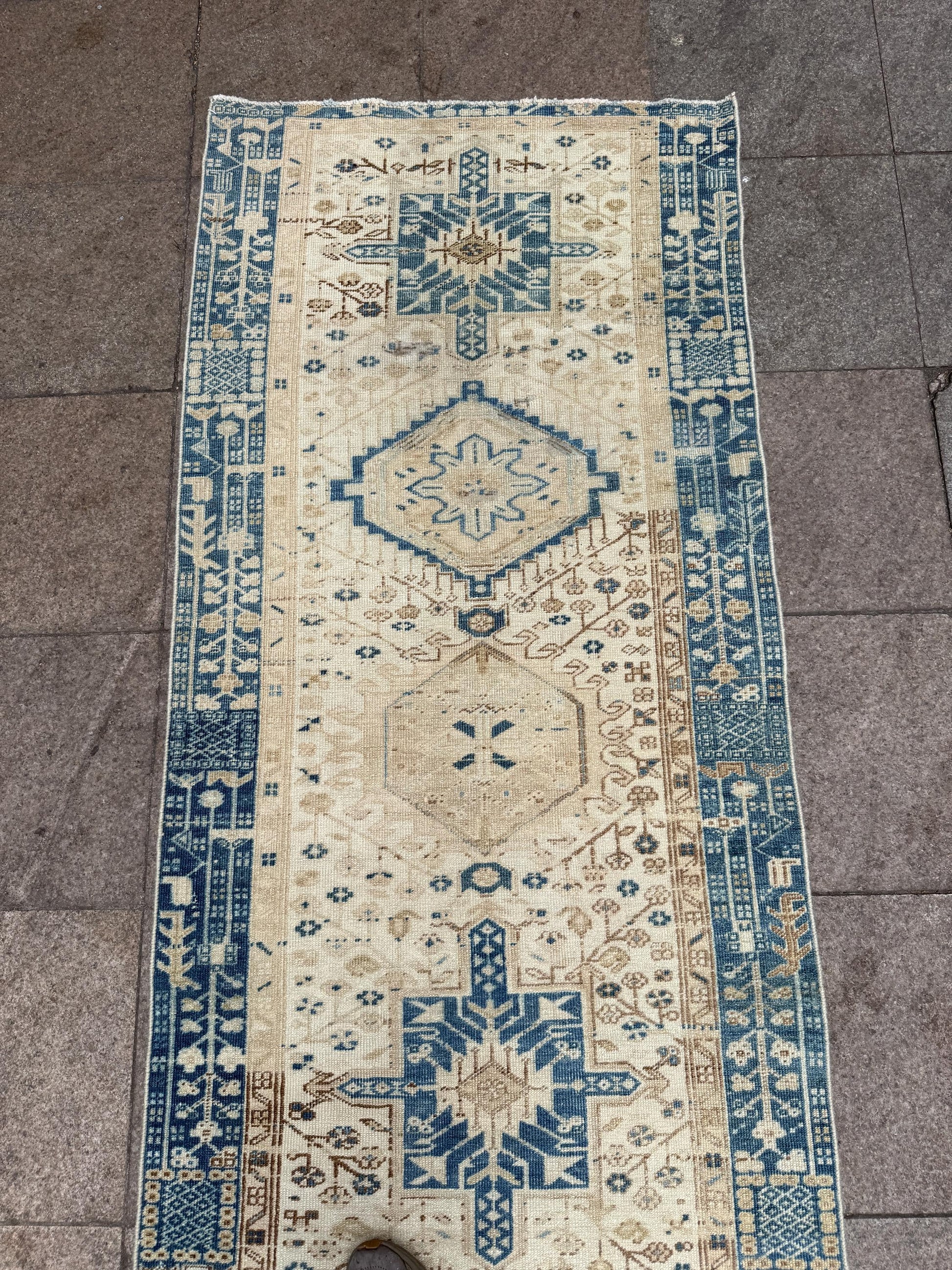 3'1"x13'5" feet Vintage Anatolian Wool Runner Rug,Beige Color Rug ,141