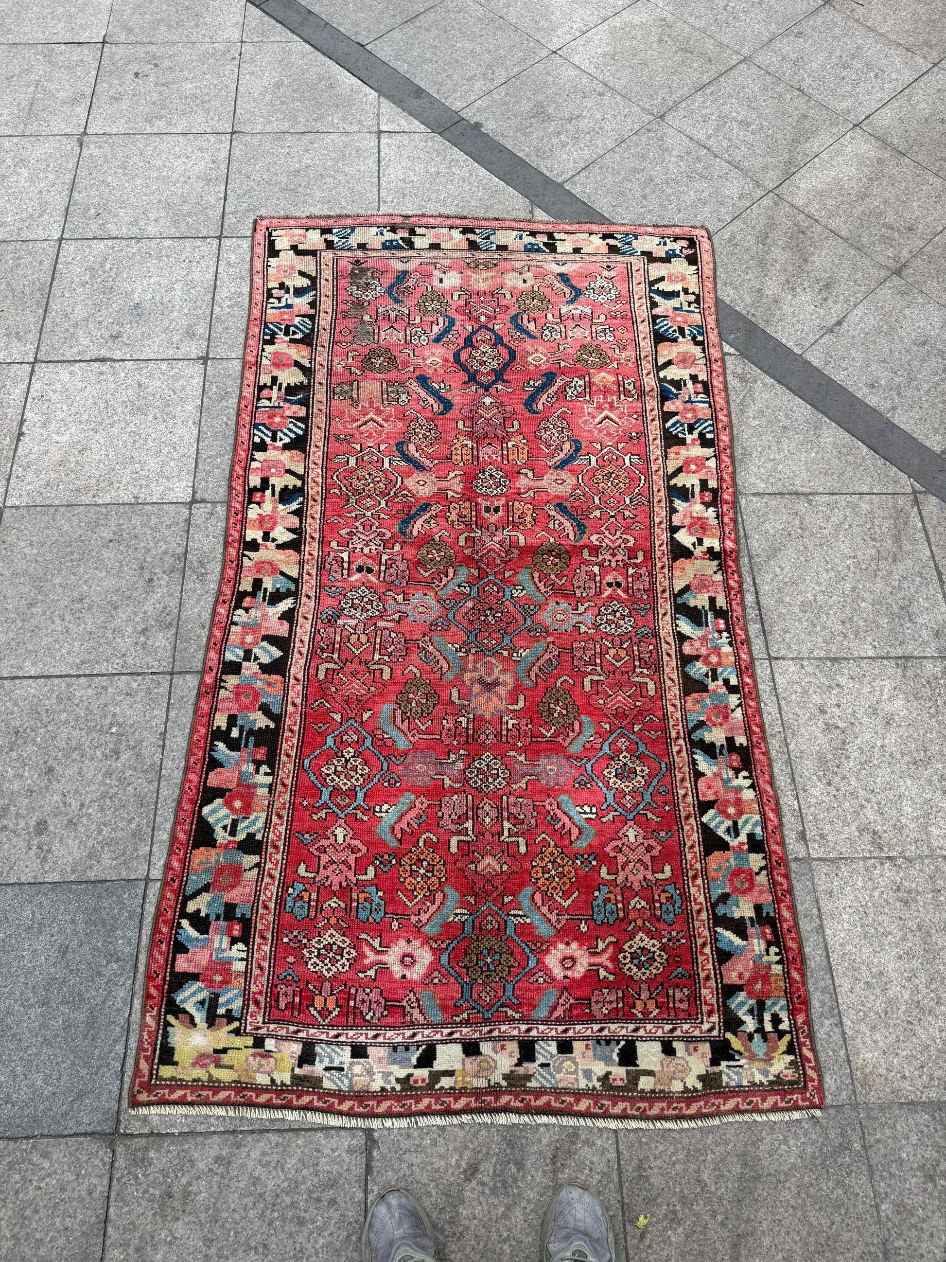 3'8"x6'10" feet Vintage Turkish Anatolian Rug,Brick Color Rug,142