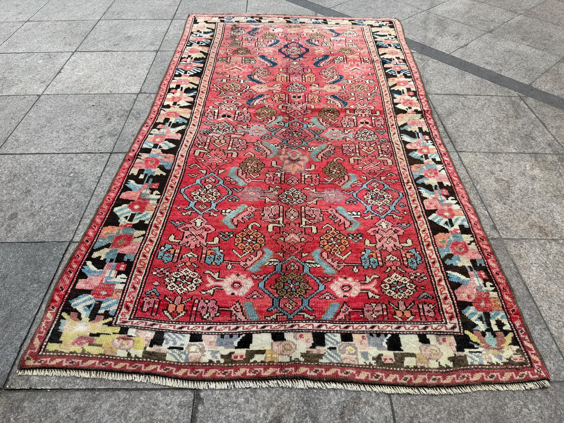 3'8"x6'10" feet Vintage Turkish Anatolian Rug,Brick Color Rug,142