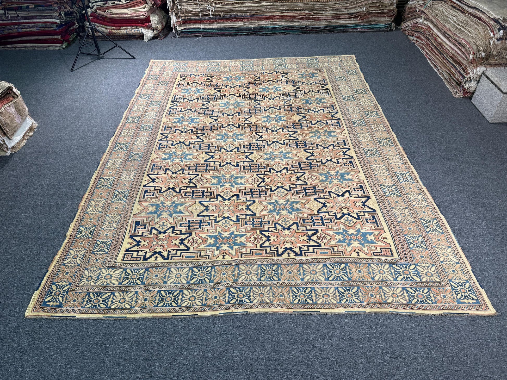 9'6"x12'10" feet Vintage Turkish Anatolian Sumaq Rug,Beige Color Rug,574