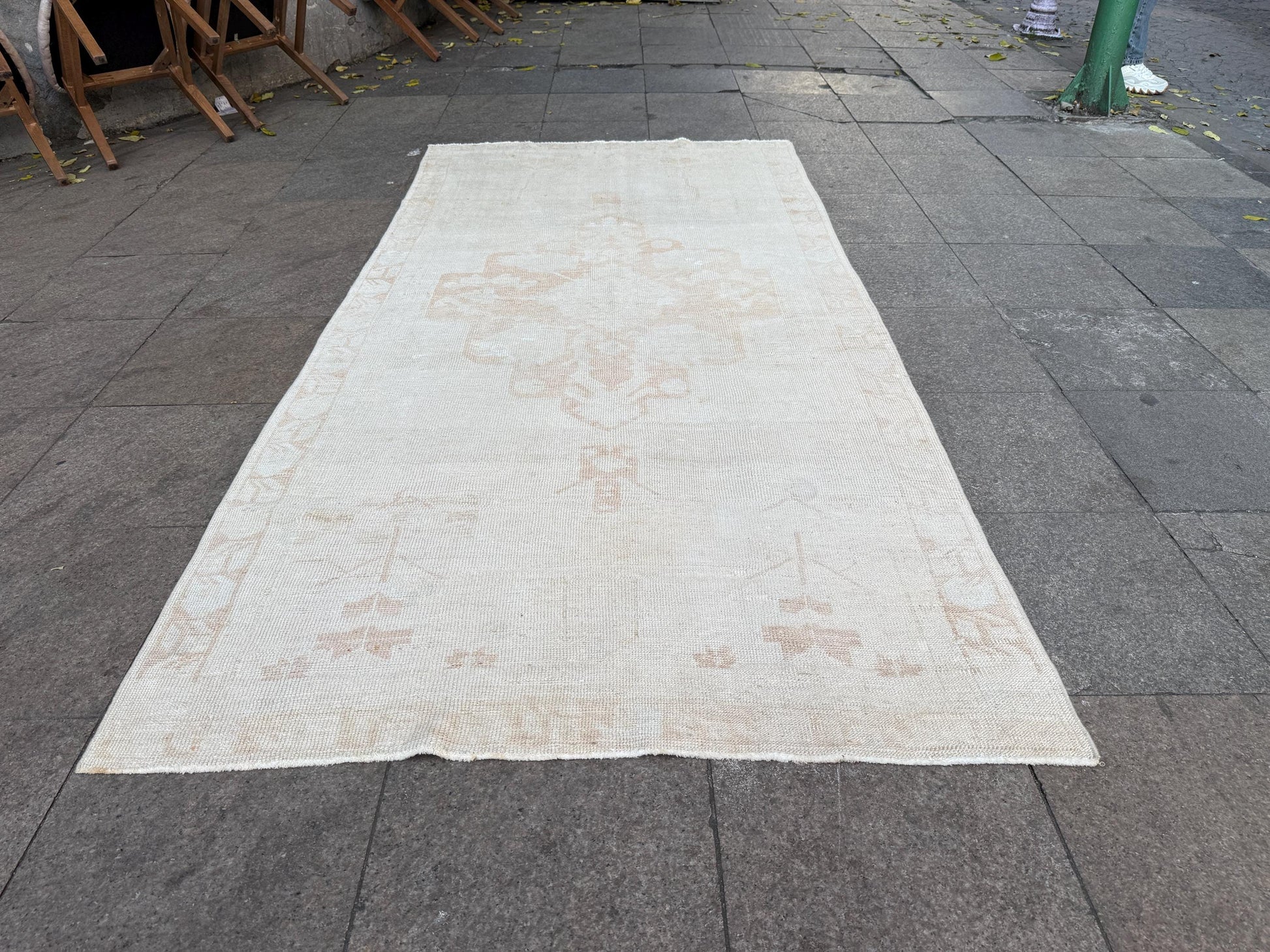 4'3"x8'8" Vintage Turkish Anatolian Rug,Beige Floral Rug, 922