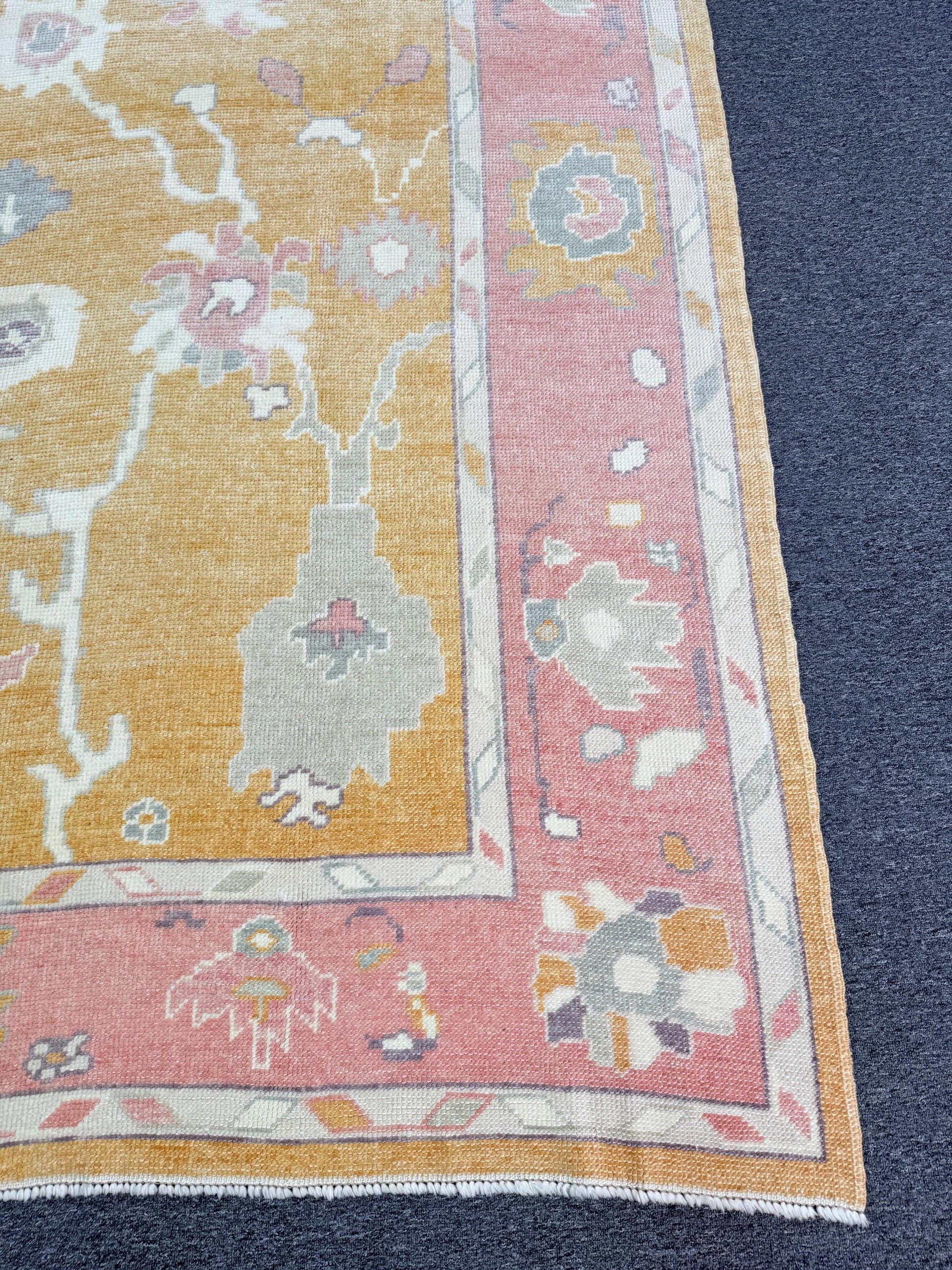 8'1"x9'7" feet Turkish Oushak Rug,Yellow Color Rug,068