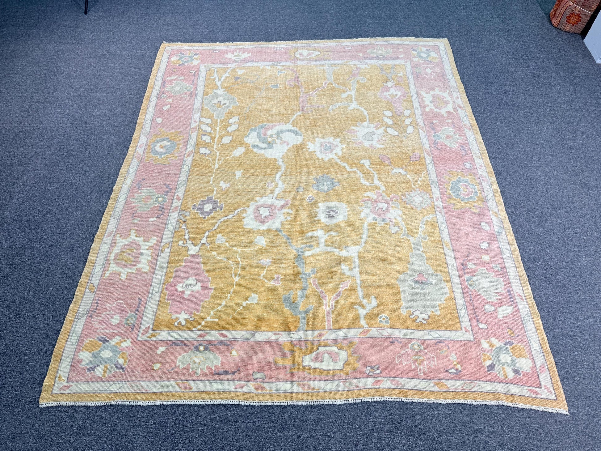 8'1"x9'7" feet Turkish Oushak Rug,Yellow Color Rug,068