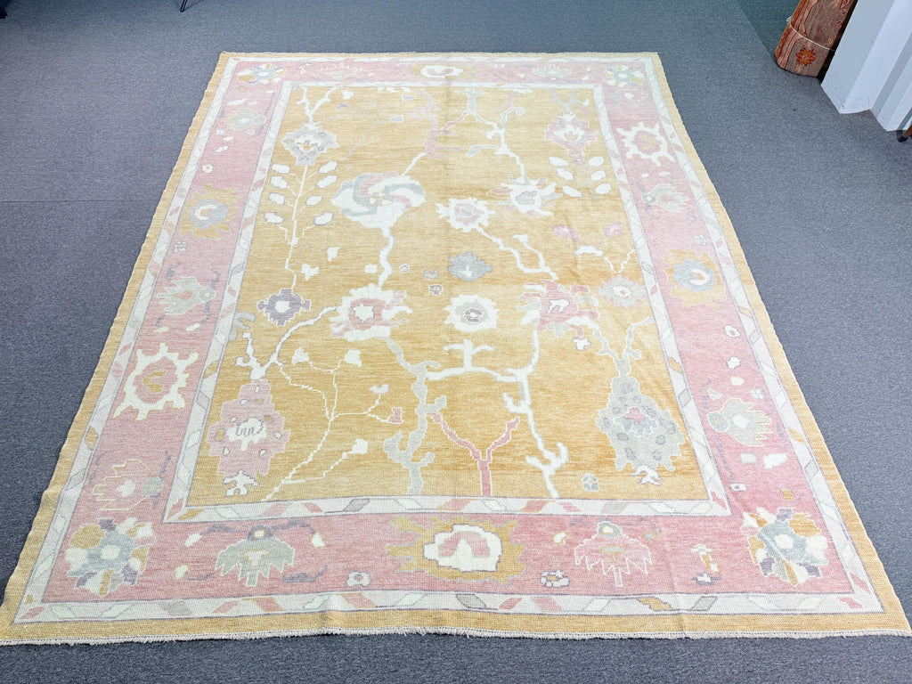 9'5"x12' feet Turkish Oushak Rug,Yellow Color Rug,069