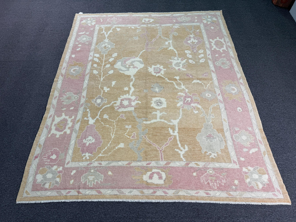 8'1"x9'9" feet Turkish Oushak Rug,Yellow Color Rug,072