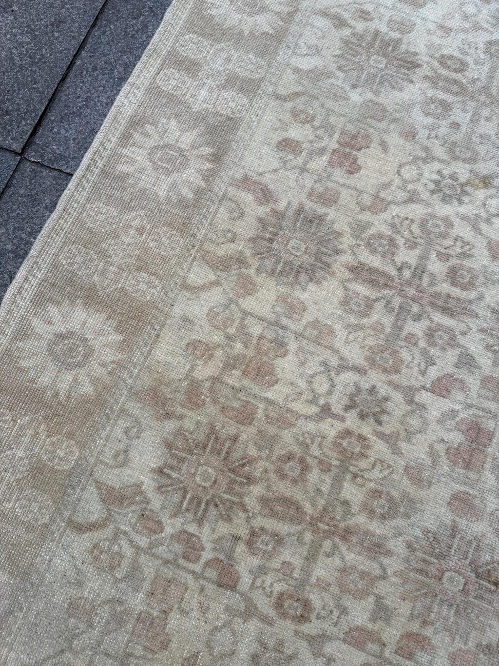 6'1"x10'8" feet Vintage Turkish Anatolian Rug,Beige Floral Rug,90