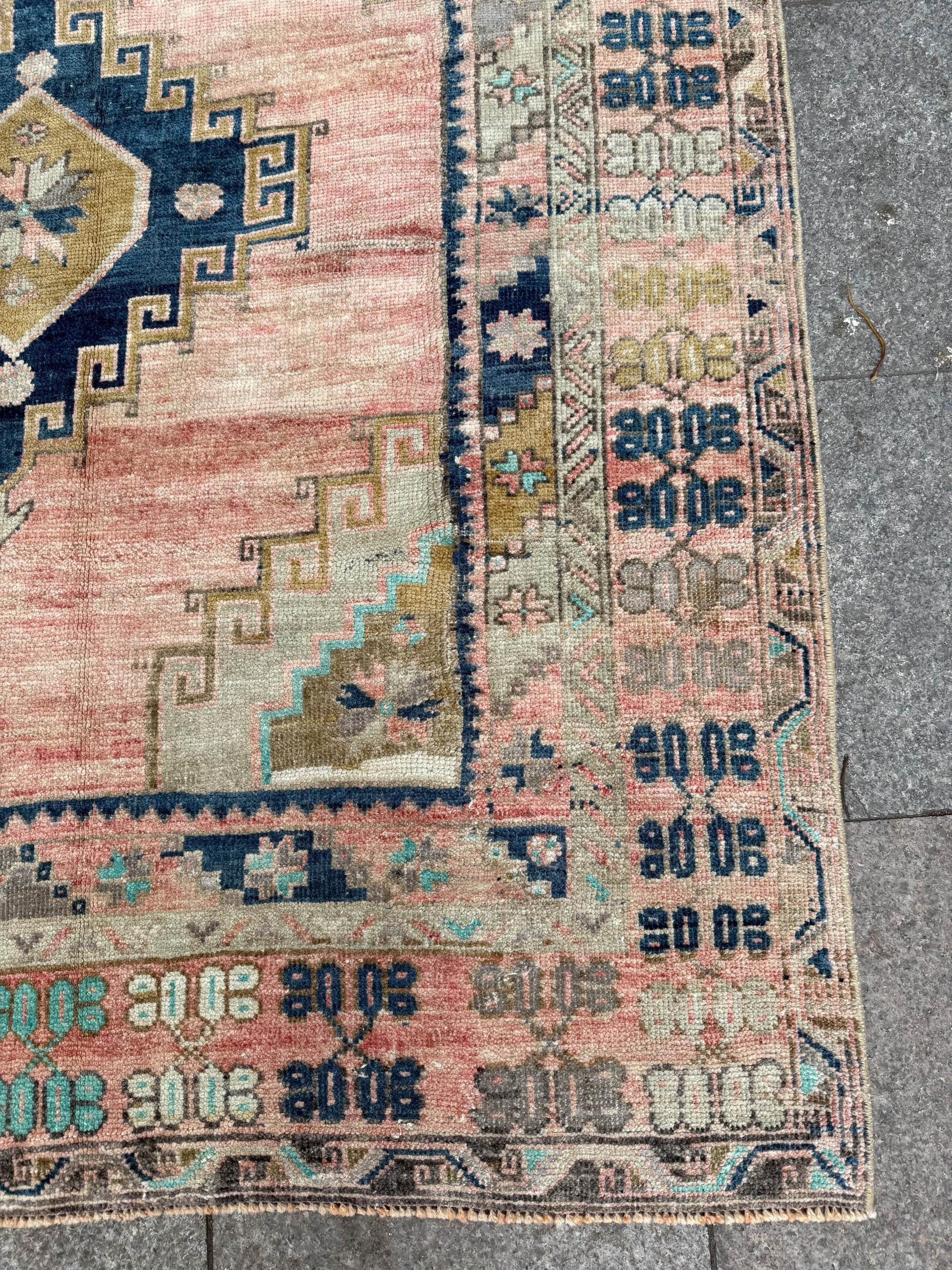 4'9"x11' feet Vintage Turkish Anatolian Rug,Brick Color Geometric Rug,189