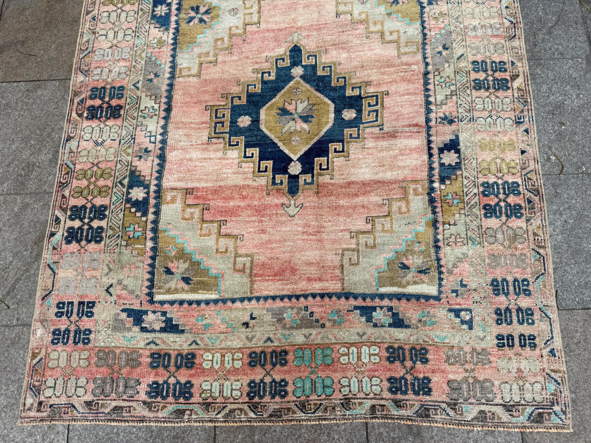 4'9"x11' feet Vintage Turkish Anatolian Rug,Brick Color Geometric Rug,189