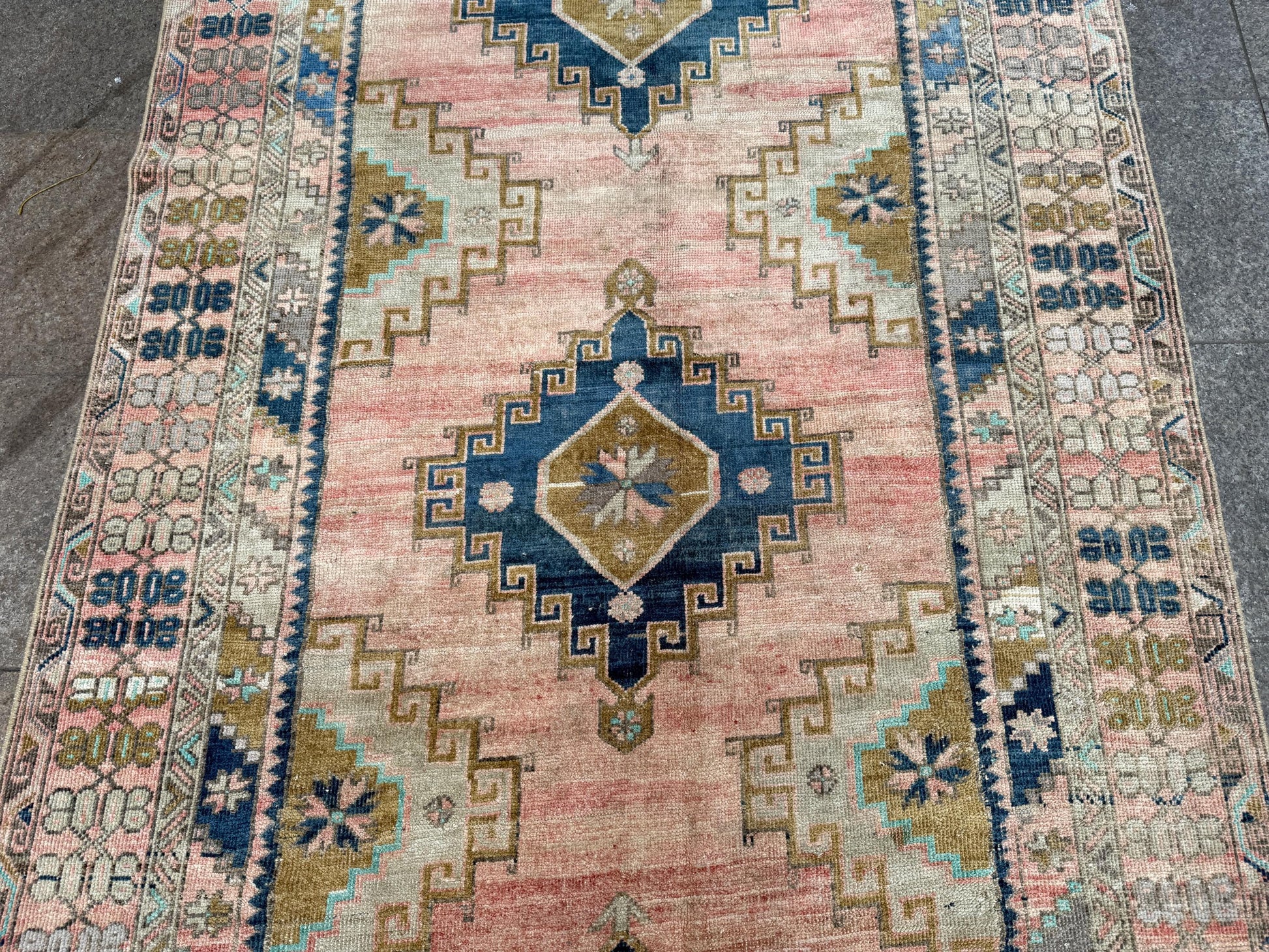 4'9"x11' feet Vintage Turkish Anatolian Rug,Brick Color Geometric Rug,189