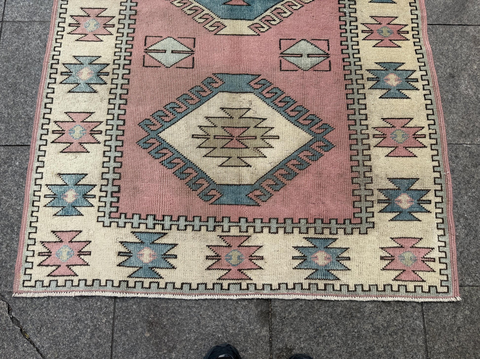 4'x6'3" feet Vintage Turkish Anatolian Rug,Brick color Geometric Rug,269