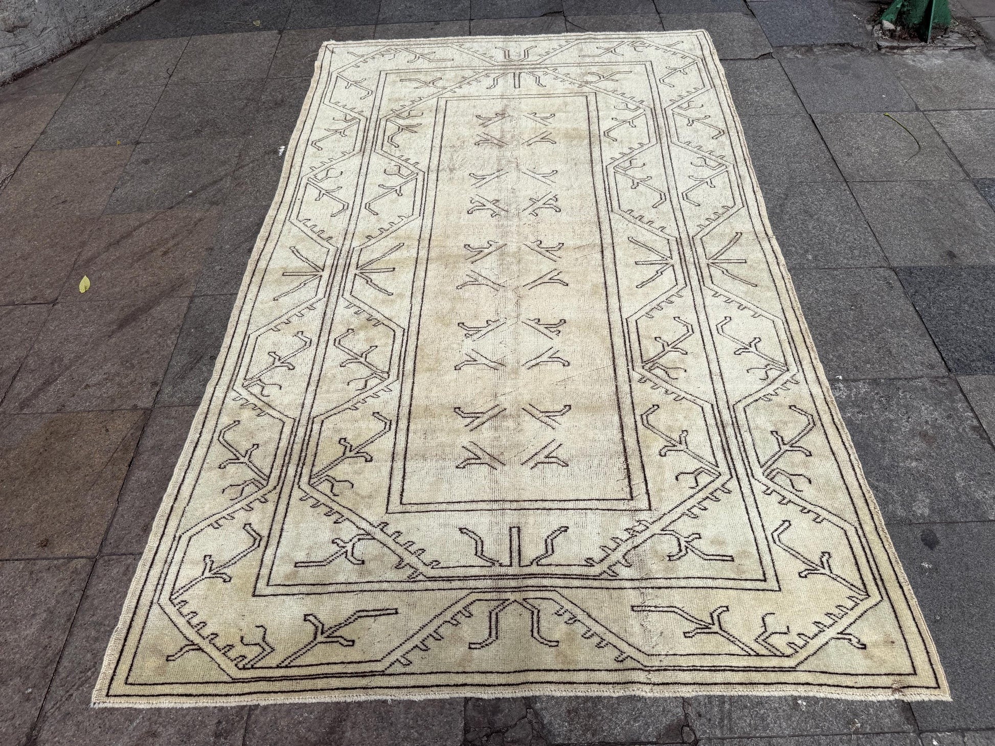 5'3"x8'5" feet Vintage Anatolian Wool Rug,Geometric Decoritive Beige Rug ,296