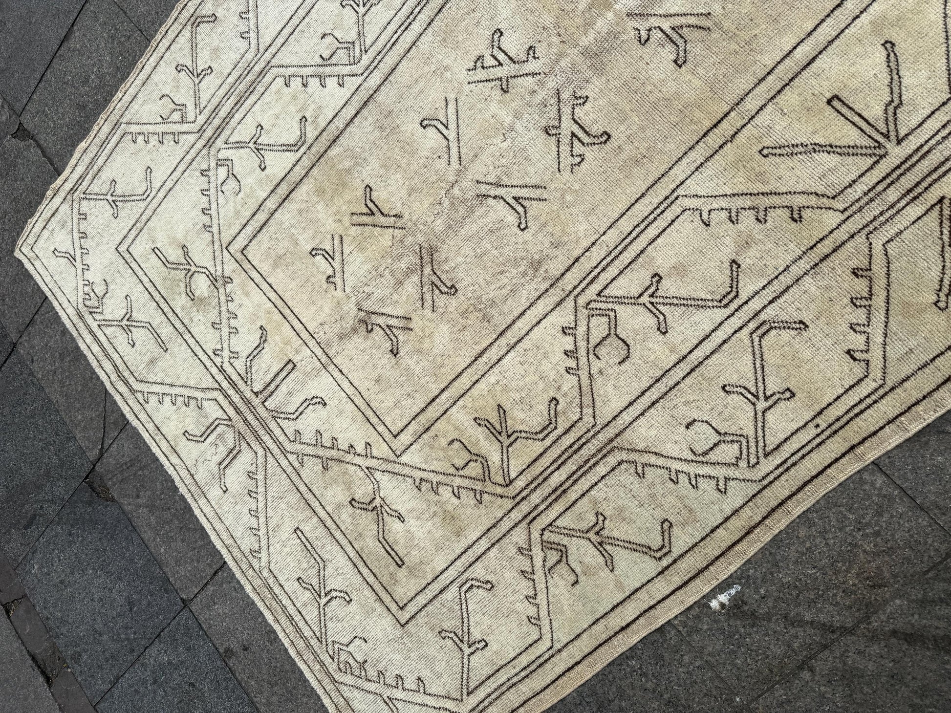 5'3"x8'5" feet Vintage Anatolian Wool Rug,Geometric Decoritive Beige Rug ,296