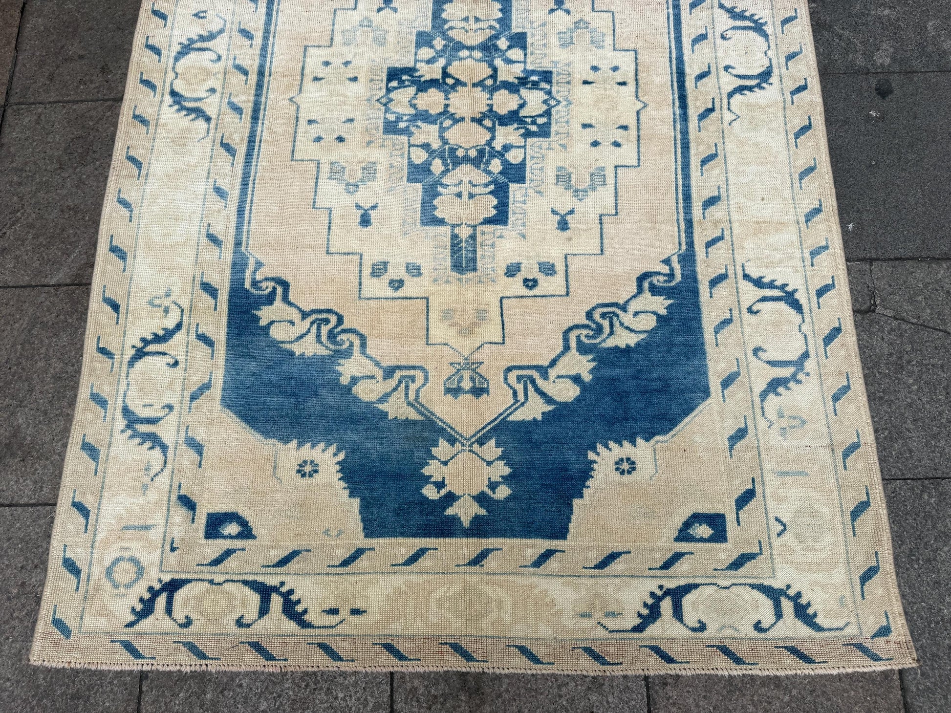 4'8"x6'10" feet Vintage Turkish Anatolian Rug,Blue Color Rug,410