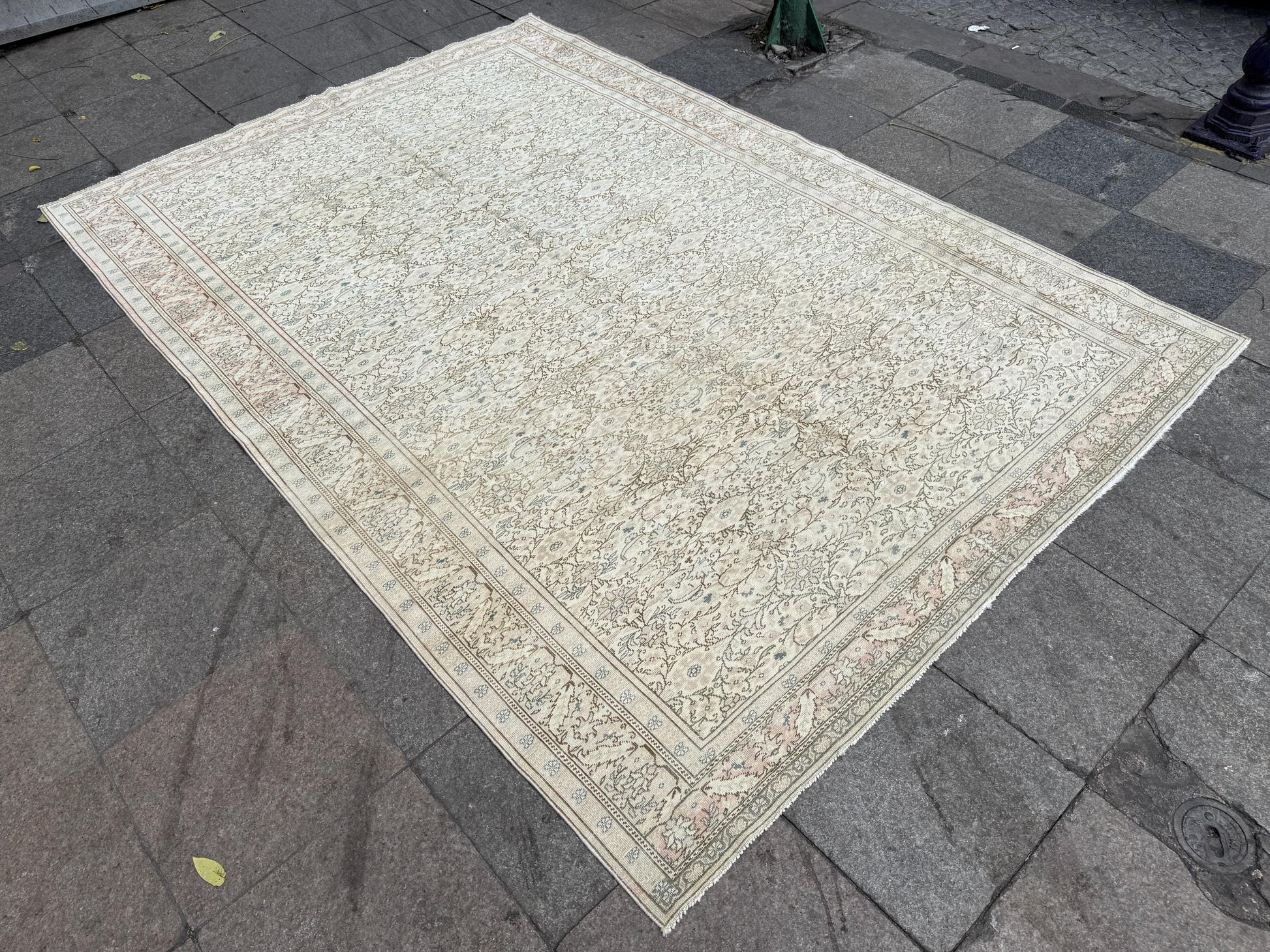 6'5"x9'4" feet Vintage Turkish Anatolian Rug,Beige Color Rug,430