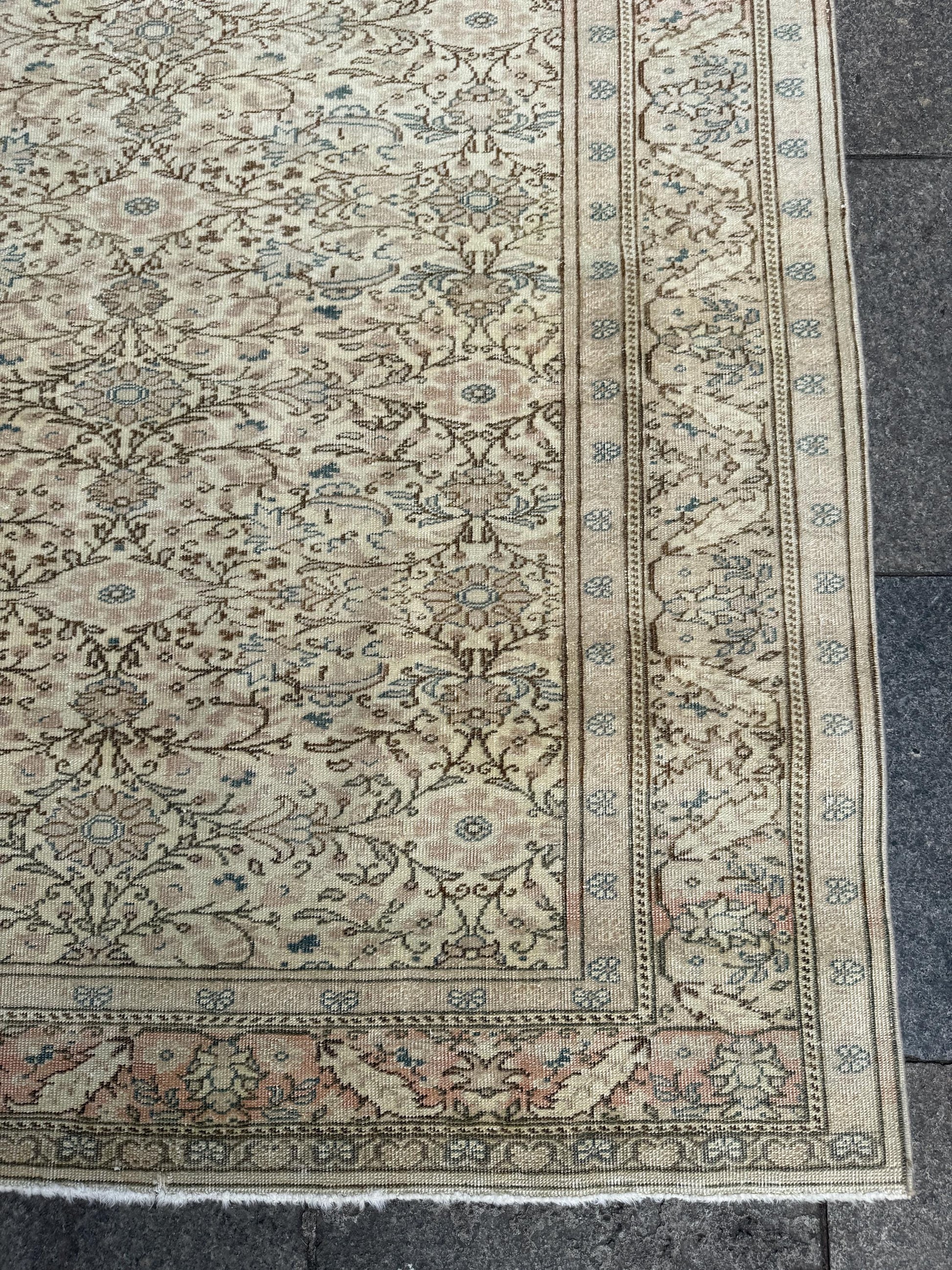 6'5"x9'4" feet Vintage Turkish Anatolian Rug,Beige Color Rug,430