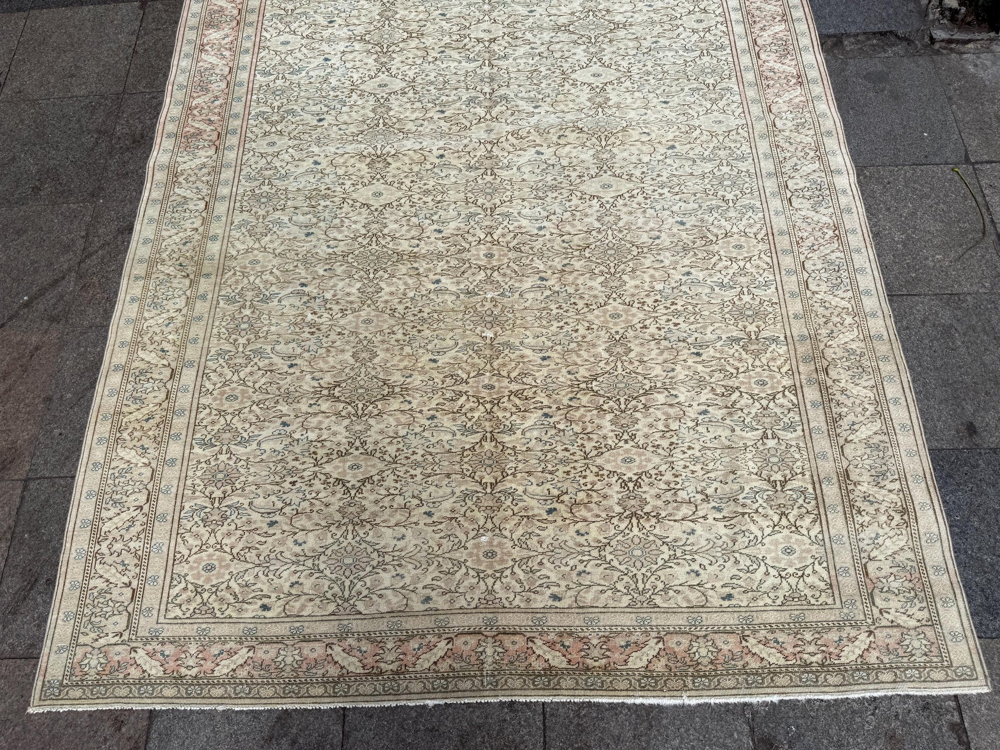 6'5"x9'4" feet Vintage Turkish Anatolian Rug,Beige Color Rug,430