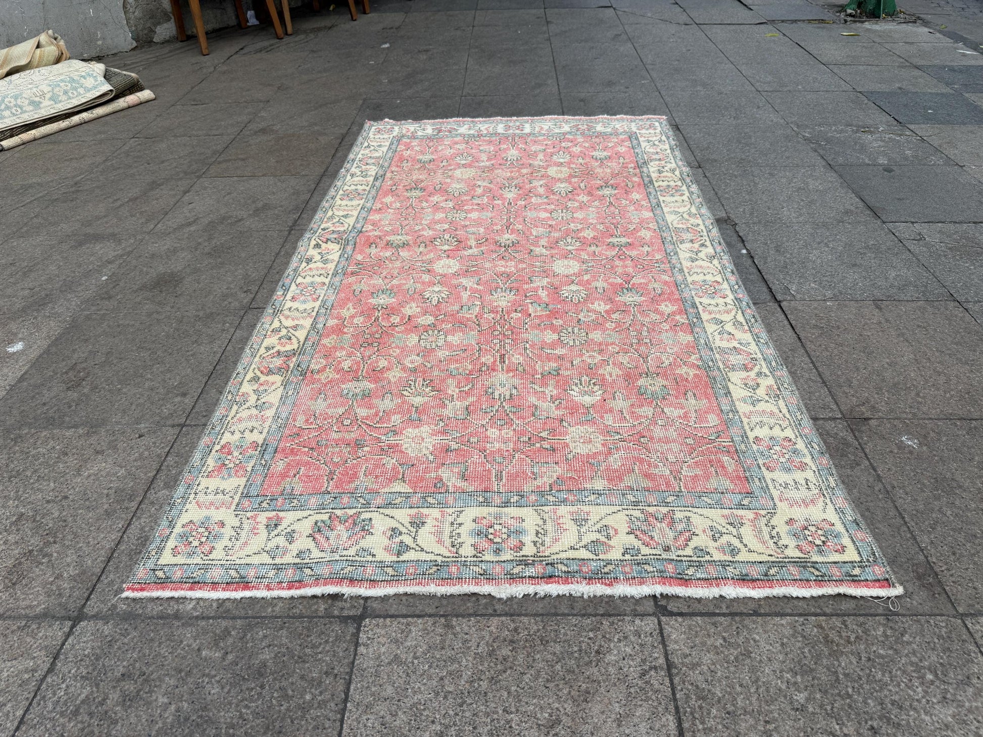 3'8"x6'11" feet Vintage Turkish Anatolian Rug,Brick Color Rug,475