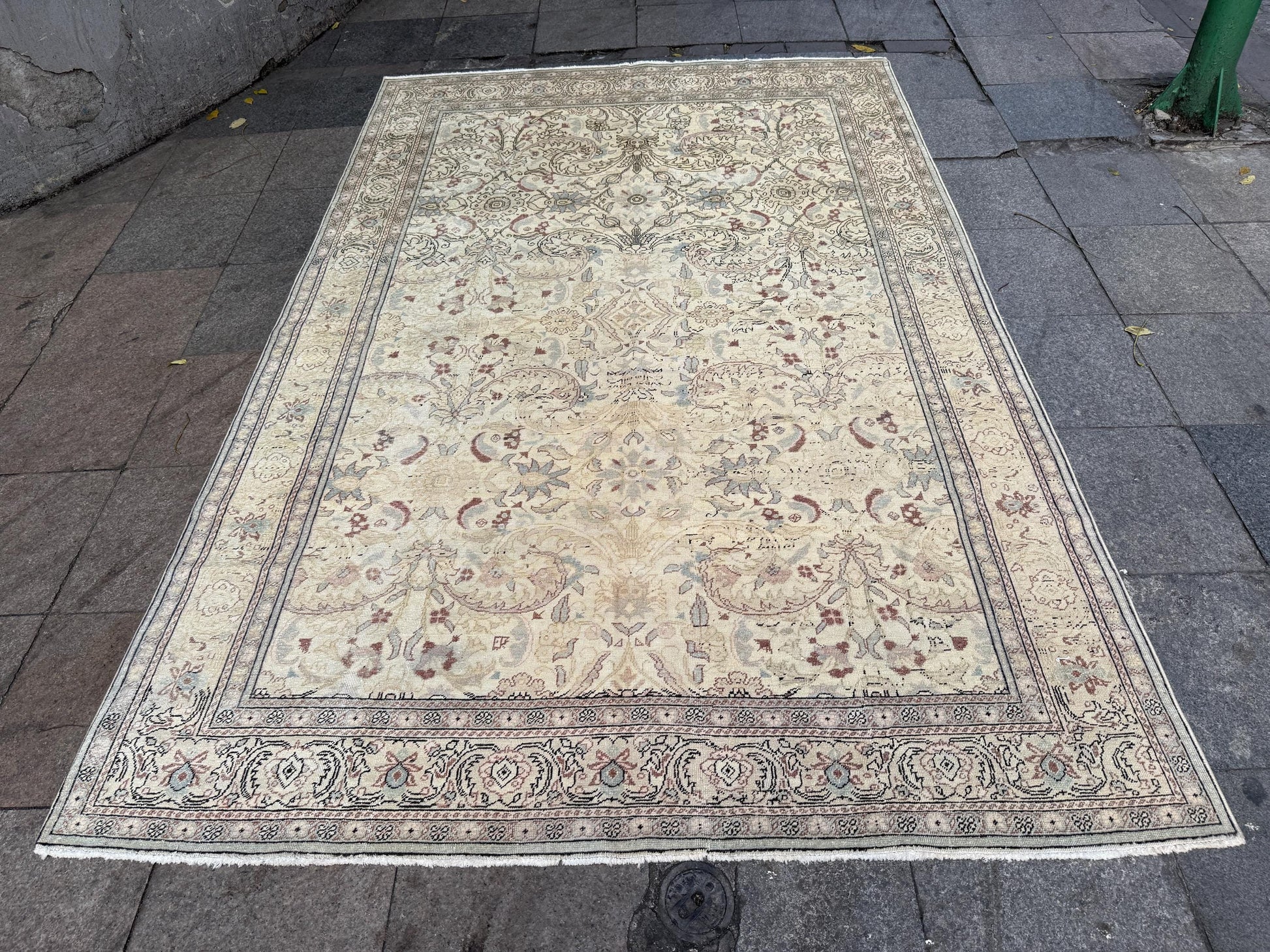 6'4"x9'5" feet Vintage Turkish Anatolian Rug,Beige Color Rug,480