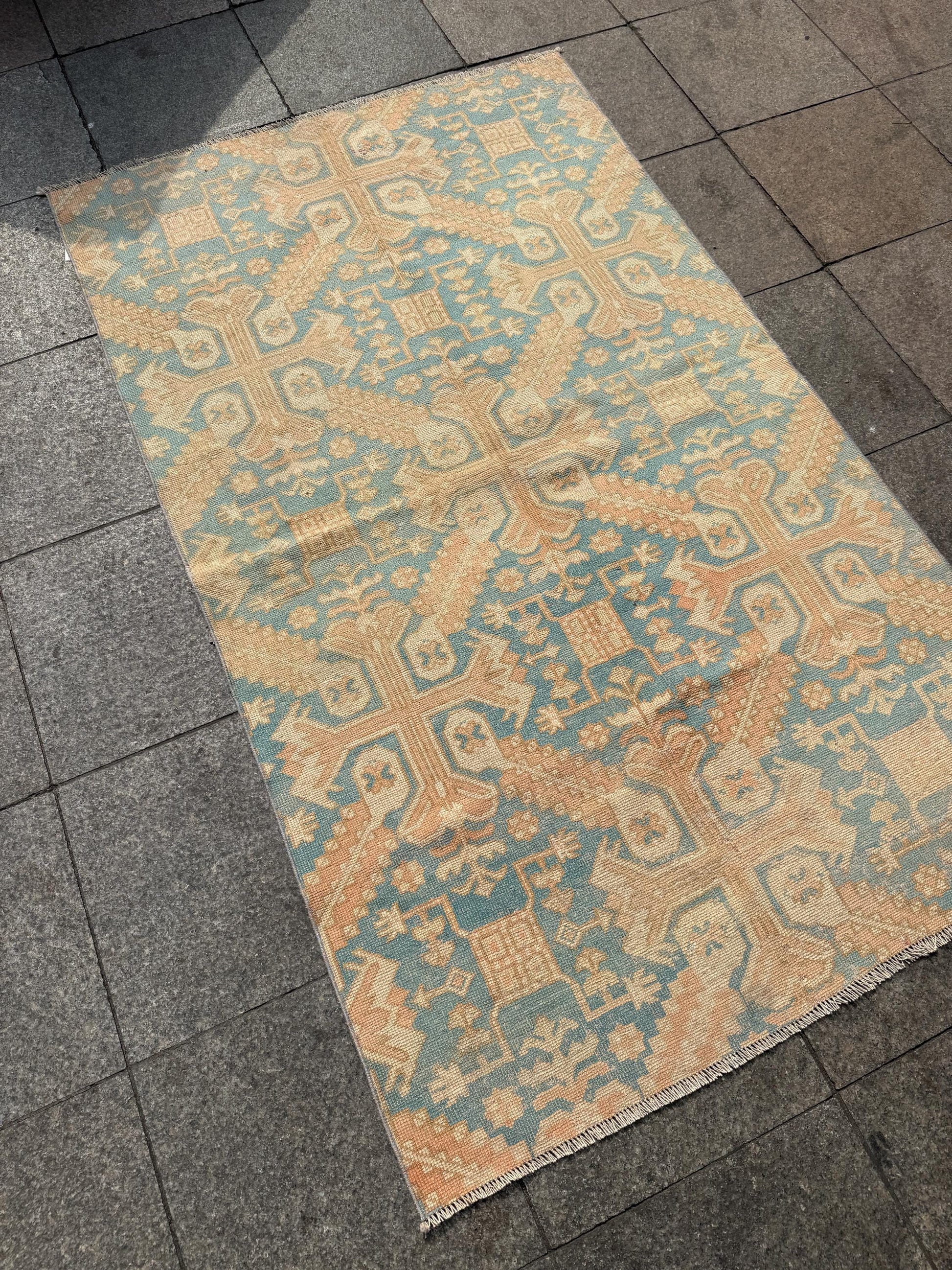 3'9"x6'3" feet  Vintage Turkish Anatolian Rug,Brick Color Rug,529