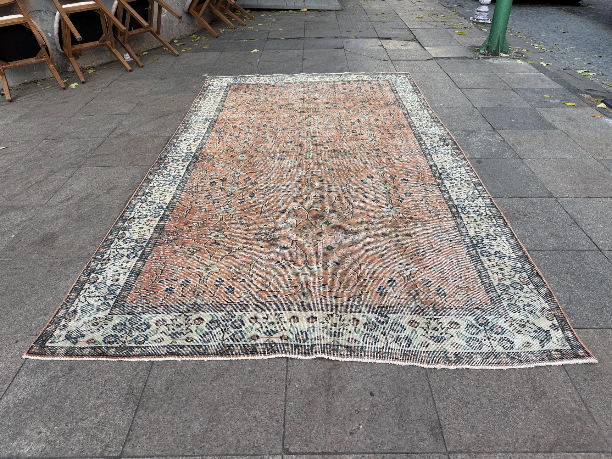 5'9"x9'8" feet Vintage Turkish Anatolian Rug,Brick Color Rug,580