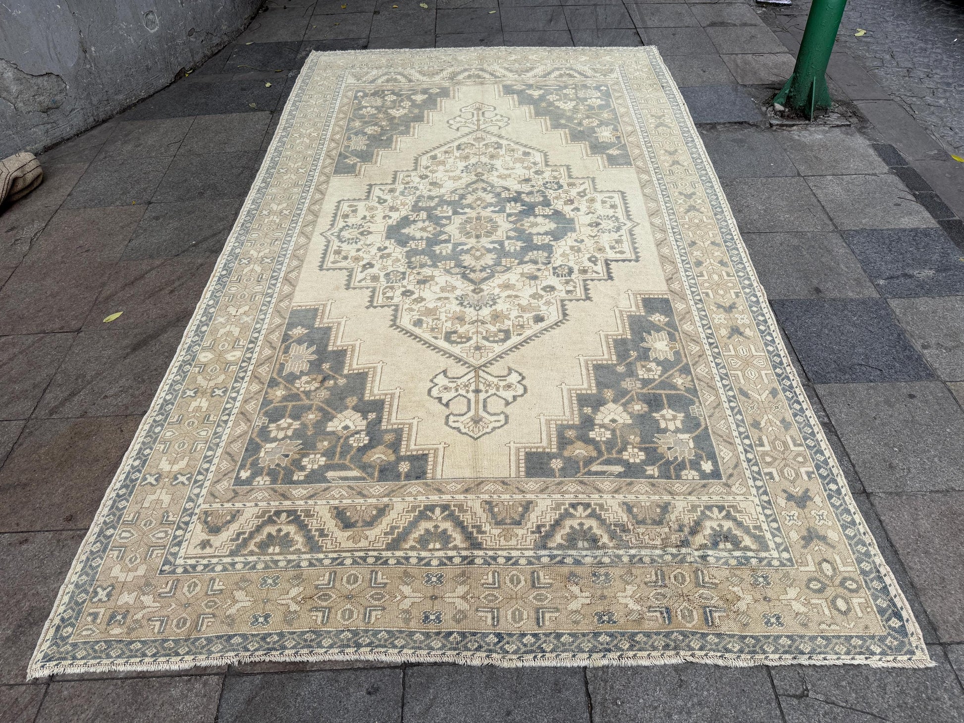 6'8"x11'6" feet Vintage Turkish Anatolian Rug,Blue Color Rug,787