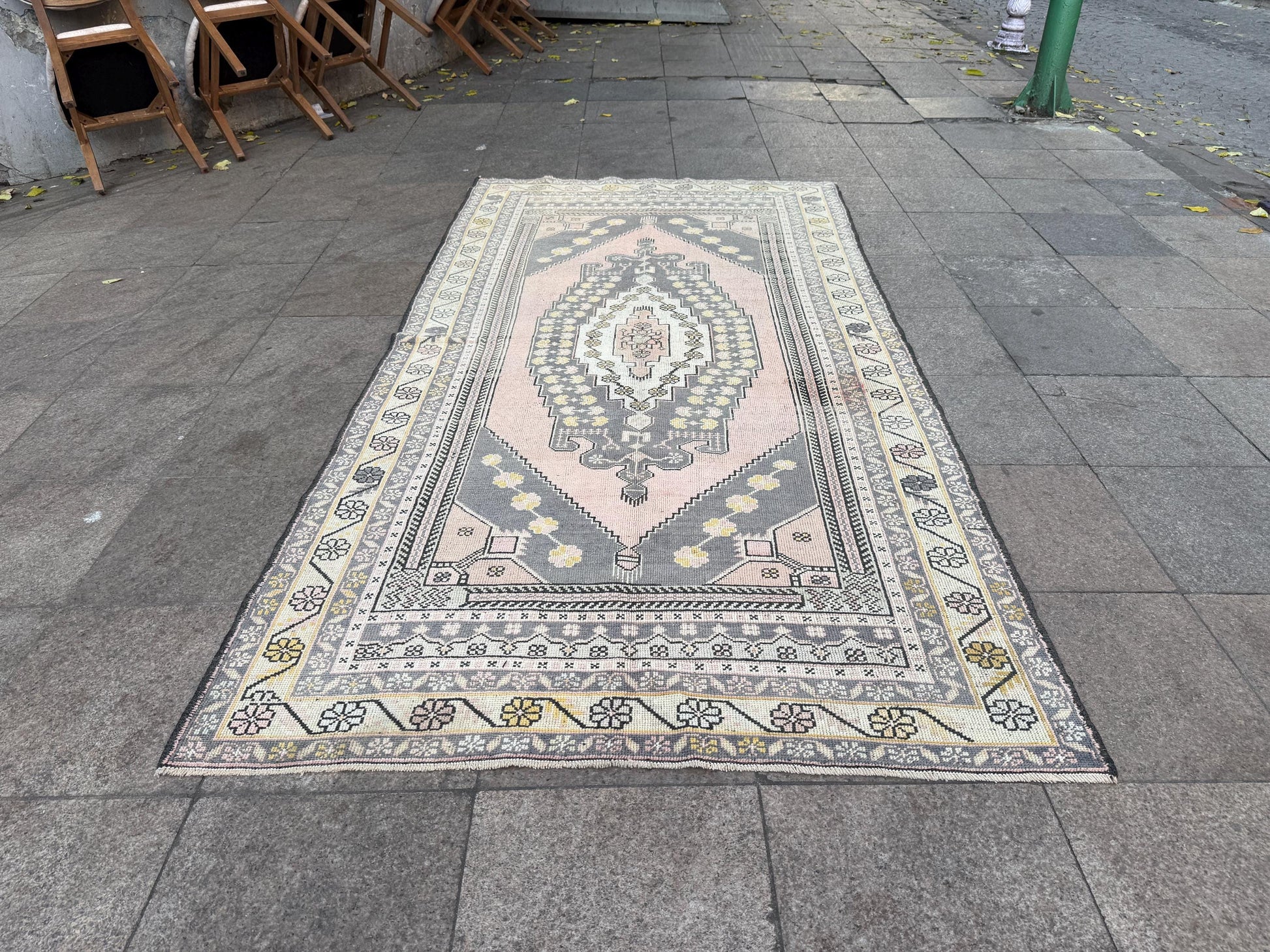 4'7"x9' feet Vintage Turkish Anatolian Rug,Pink Rug,917