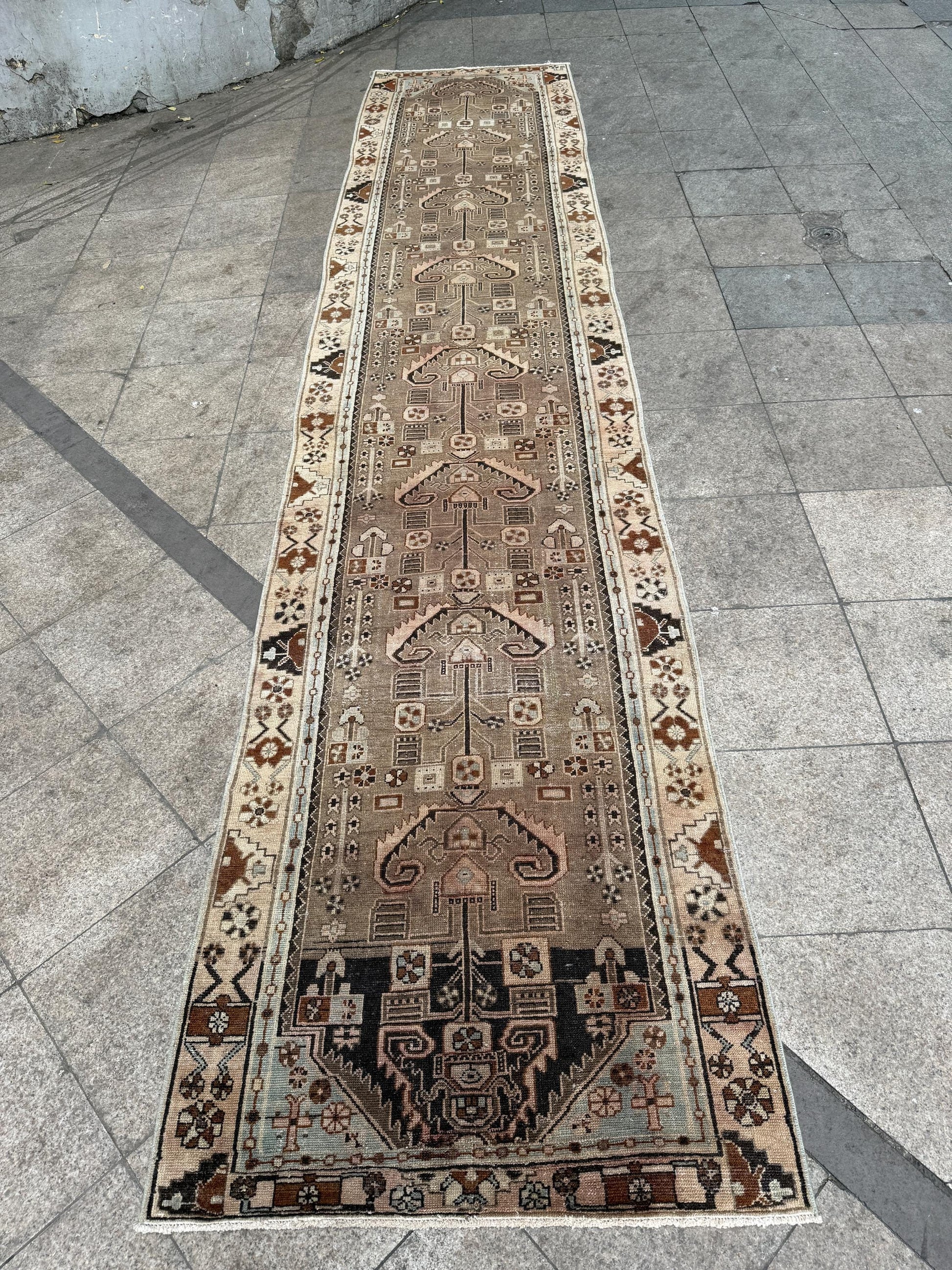 3'6"x16'2" feet Vintage Anatolian Wool Runner Rug,Natural Color Rug ,04