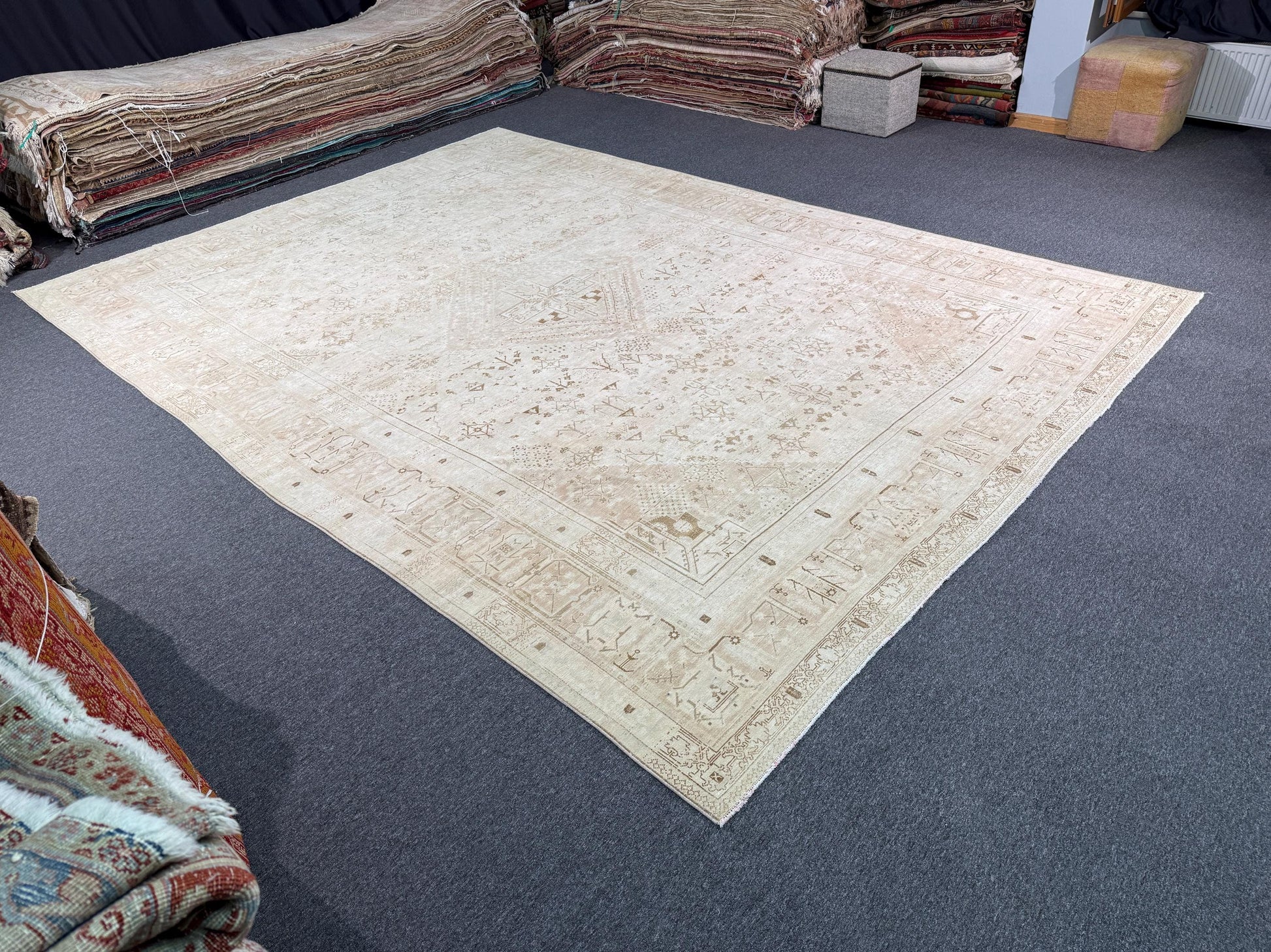 10'1"x14'4" feet Vintage Turkish Anatolian Rug,Beige Color Rug,011