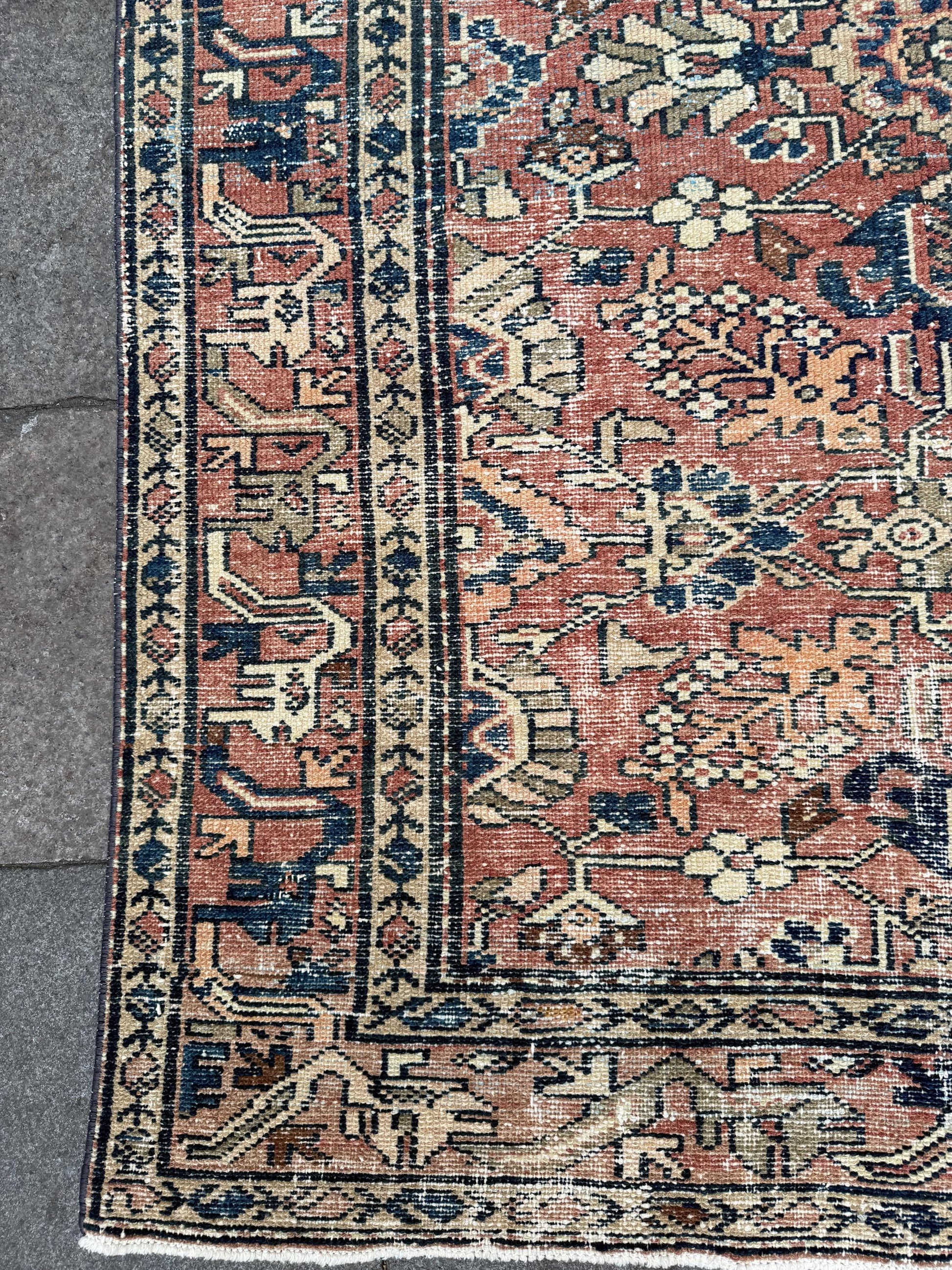 5'1"x9'8" feet Vintage Turkish Anatolian Rug,Brick Color Rug,017