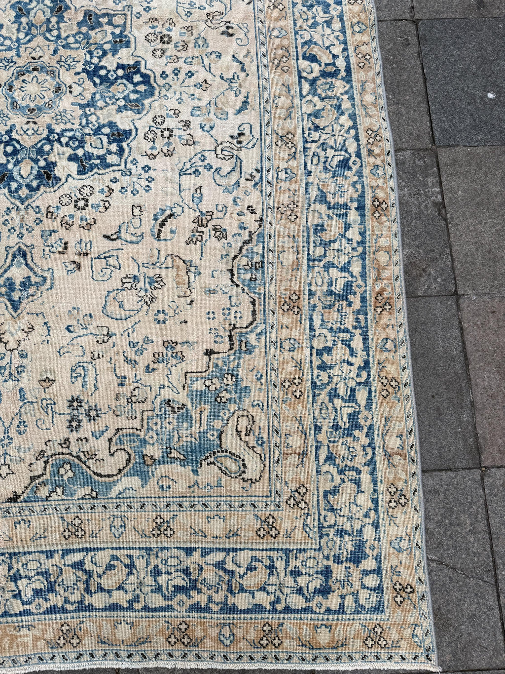 6'2"x9'2" feet Vintage Turkish Anatolian Rug,Beige & Blue Rug,22