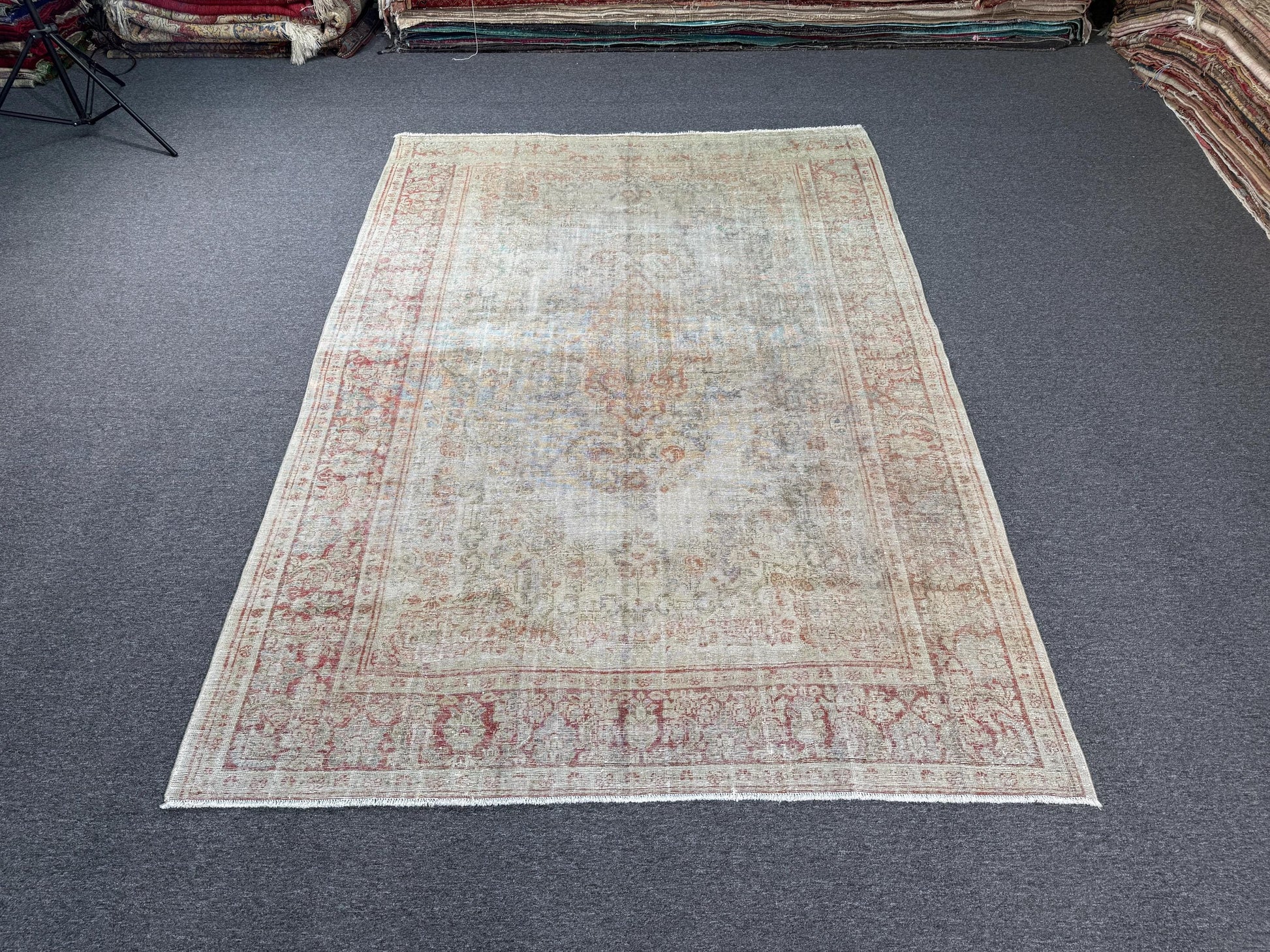 6'9"x10'9" feet Vintage Turkish Anatolian Rug,Beige Color Rug,24