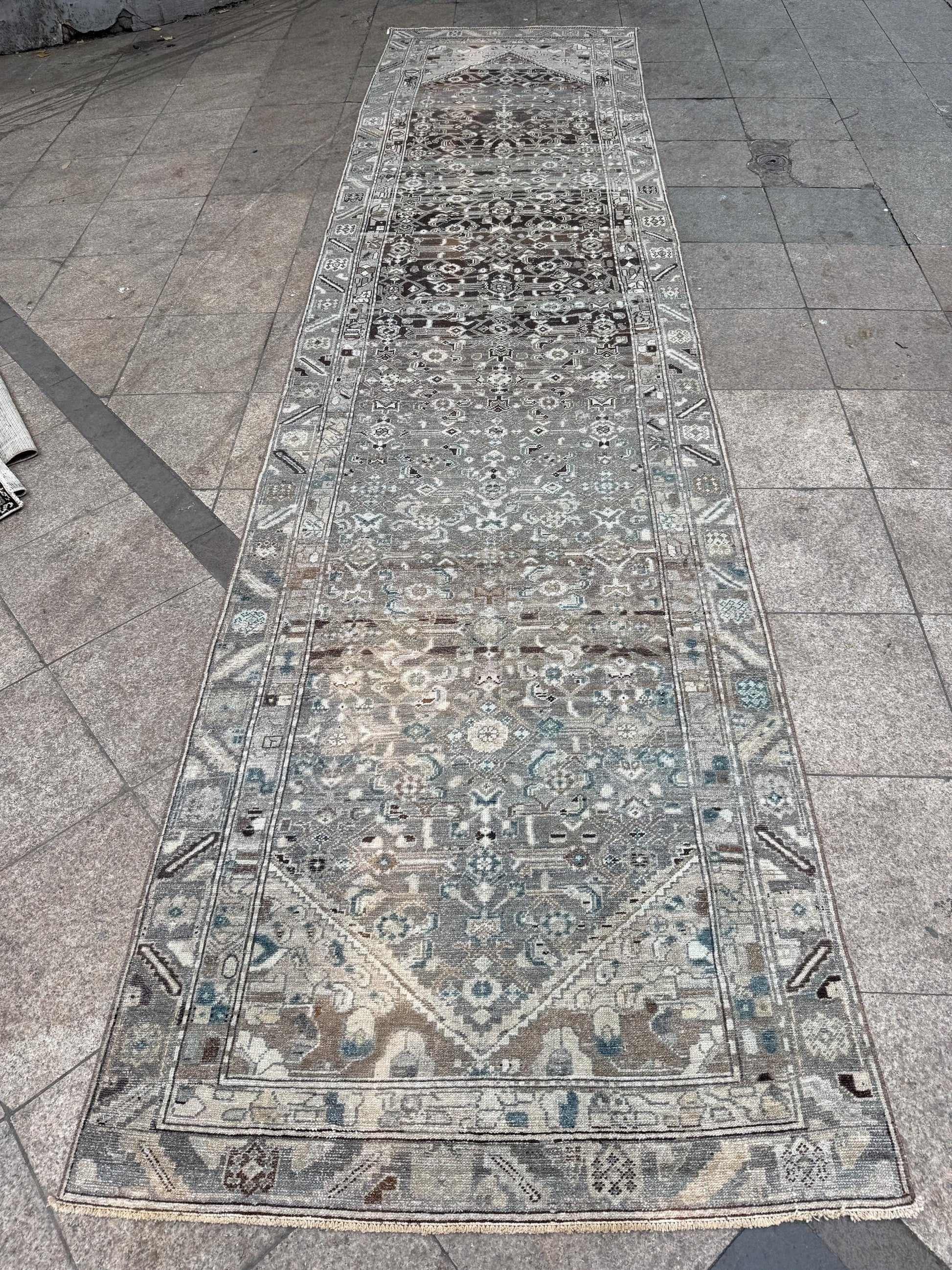4'x15'9" feet Vintage Anatolian Wool Runner Rug,Gray Hallway Rug ,28