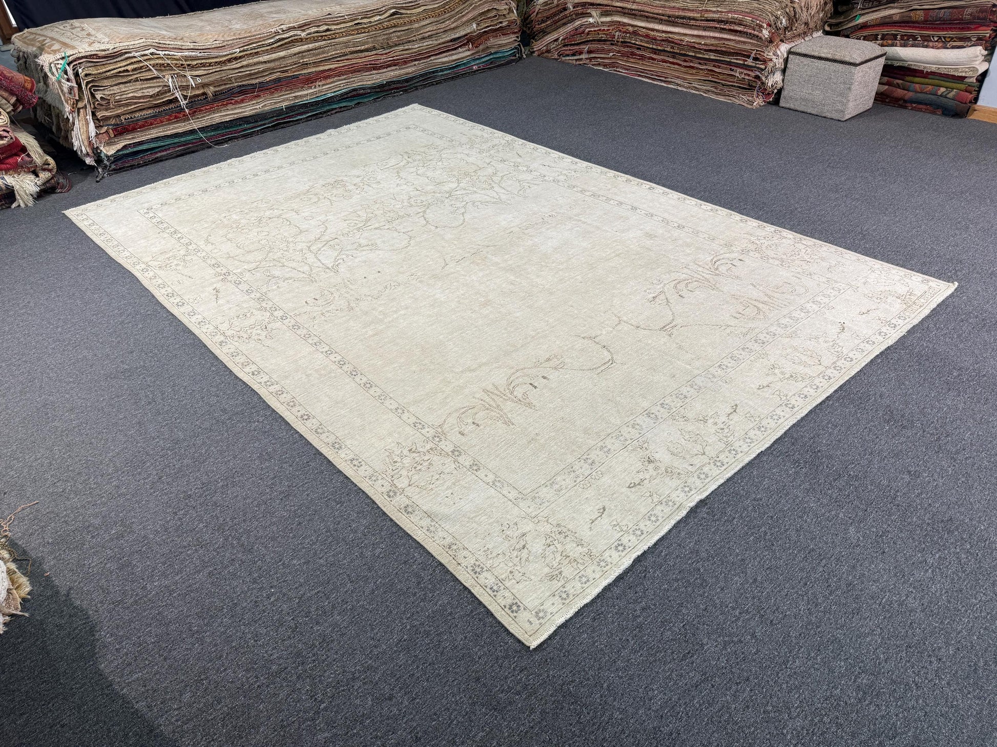 8'x12'3" feet Vintage Turkish Anatolian Rug,Beige Color Rug,23
