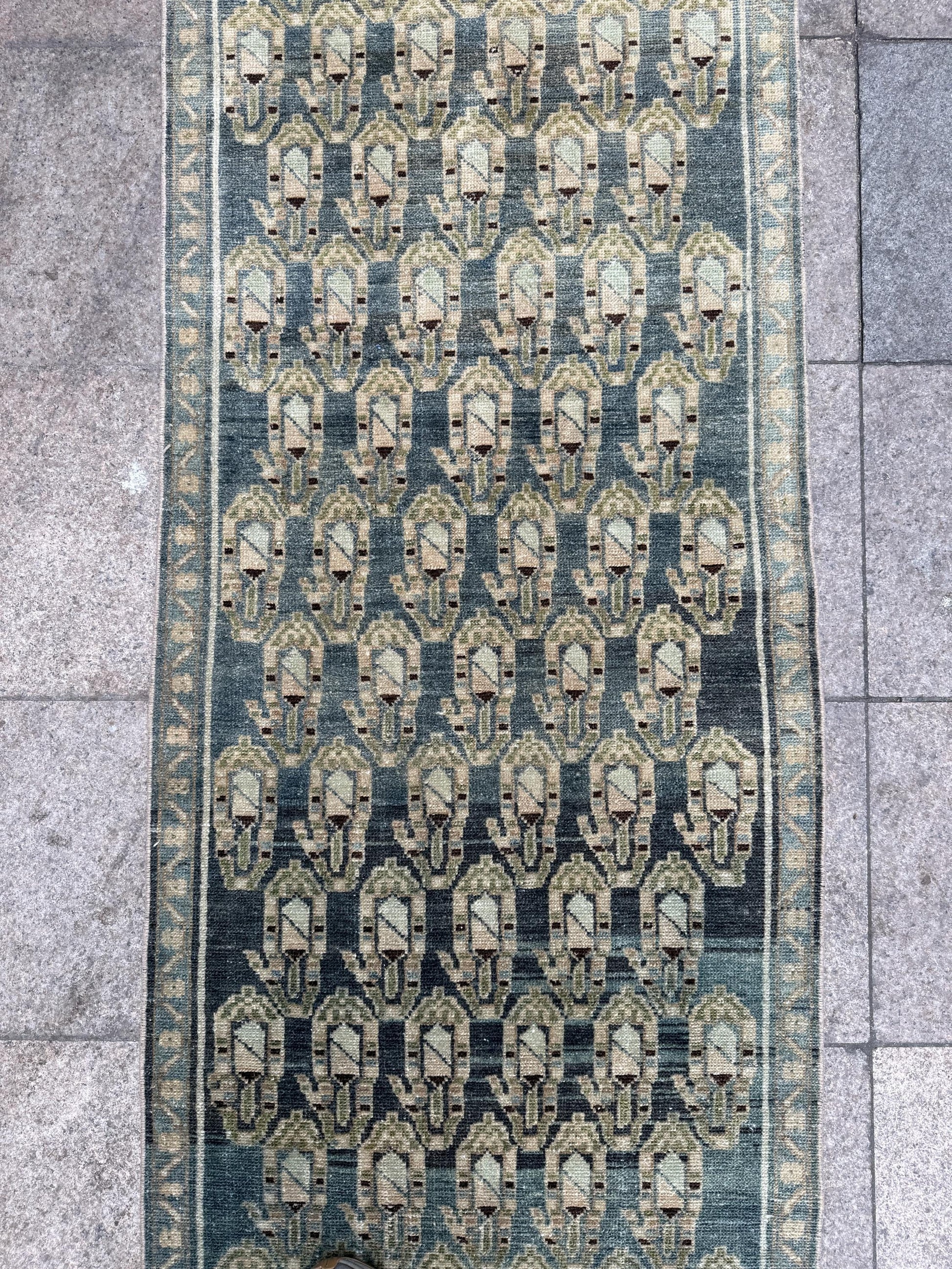 2'8"x17' feet Vintage Anatolian Wool Runner Rug,Blue Color Rug ,32