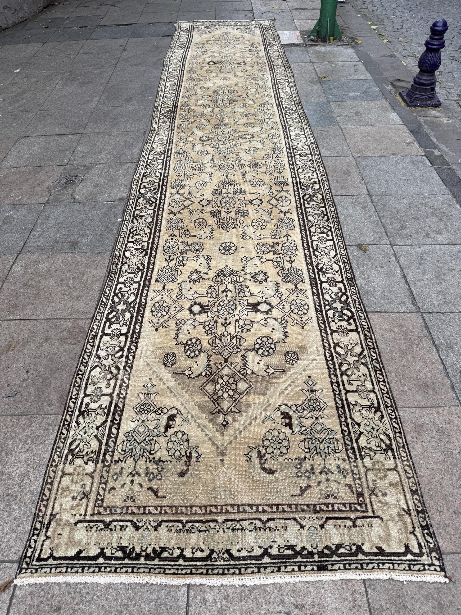 3'5"x16'5" feet Vintage Anatolian Wool Runner Rug,Beige Color Rug ,42