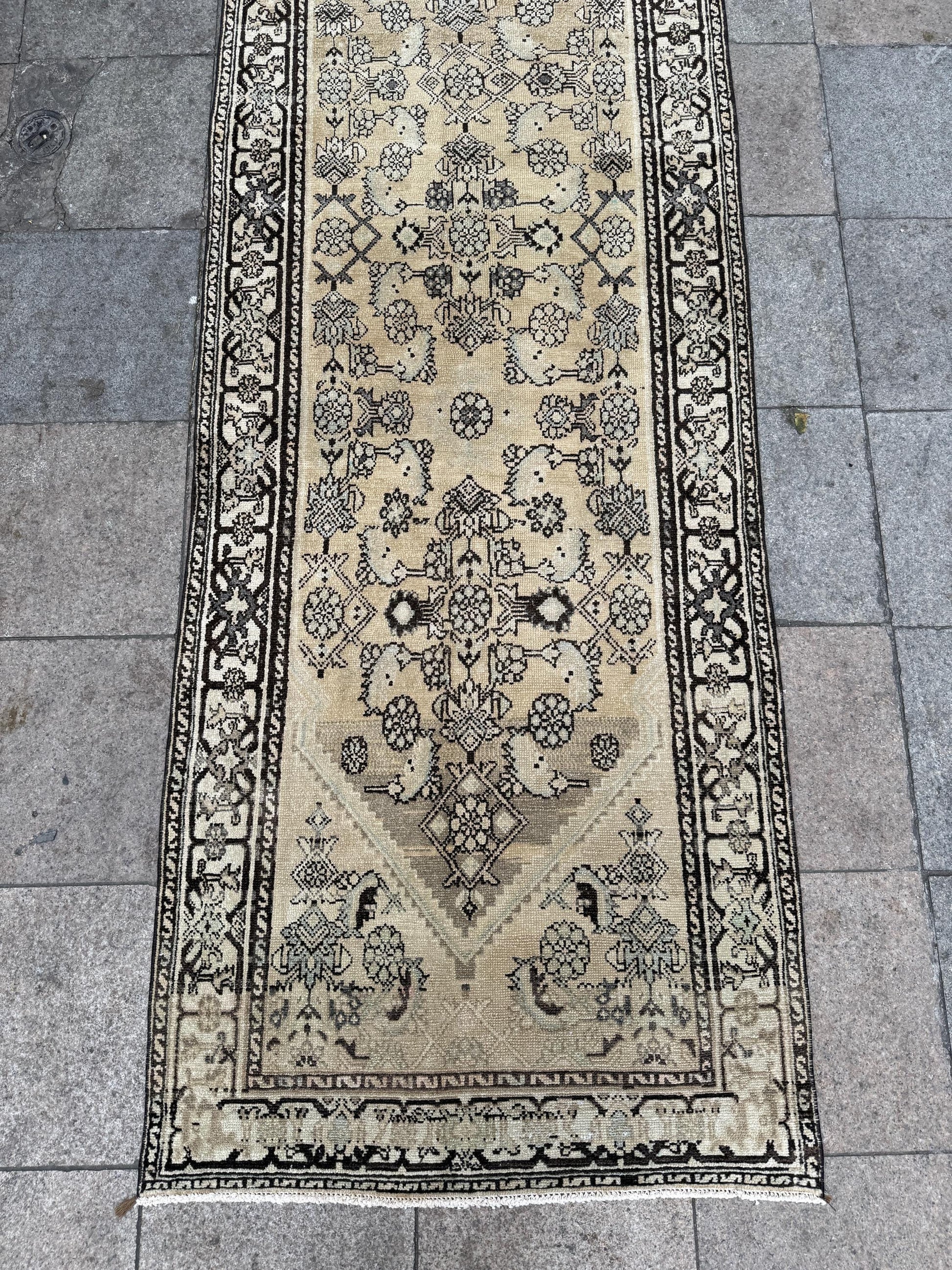 3'5"x16'5" feet Vintage Anatolian Wool Runner Rug,Beige Color Rug ,42