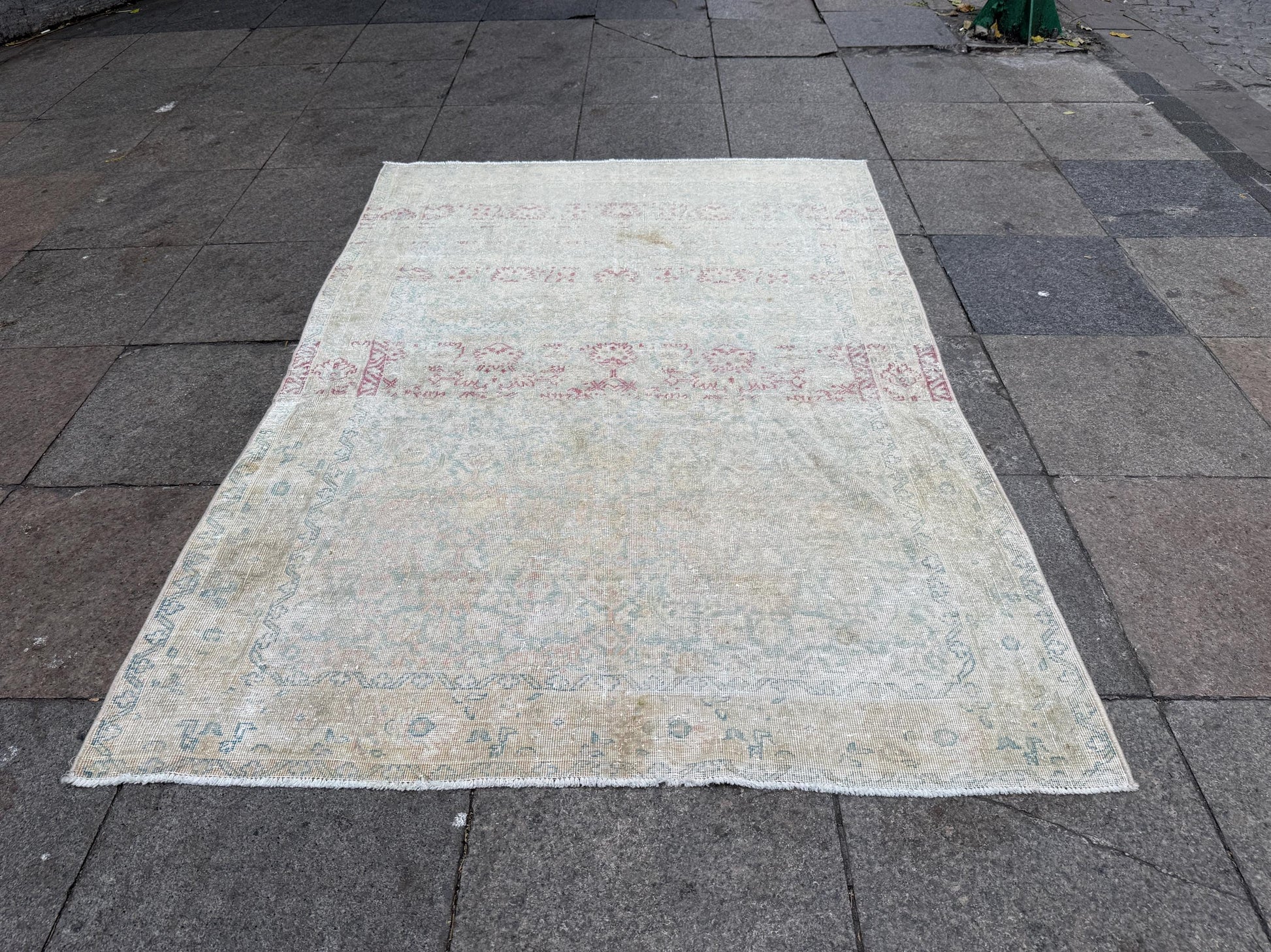 4'x5'8" feet Vintage Turkish Anatolian Rug,Beige Color Rug,78